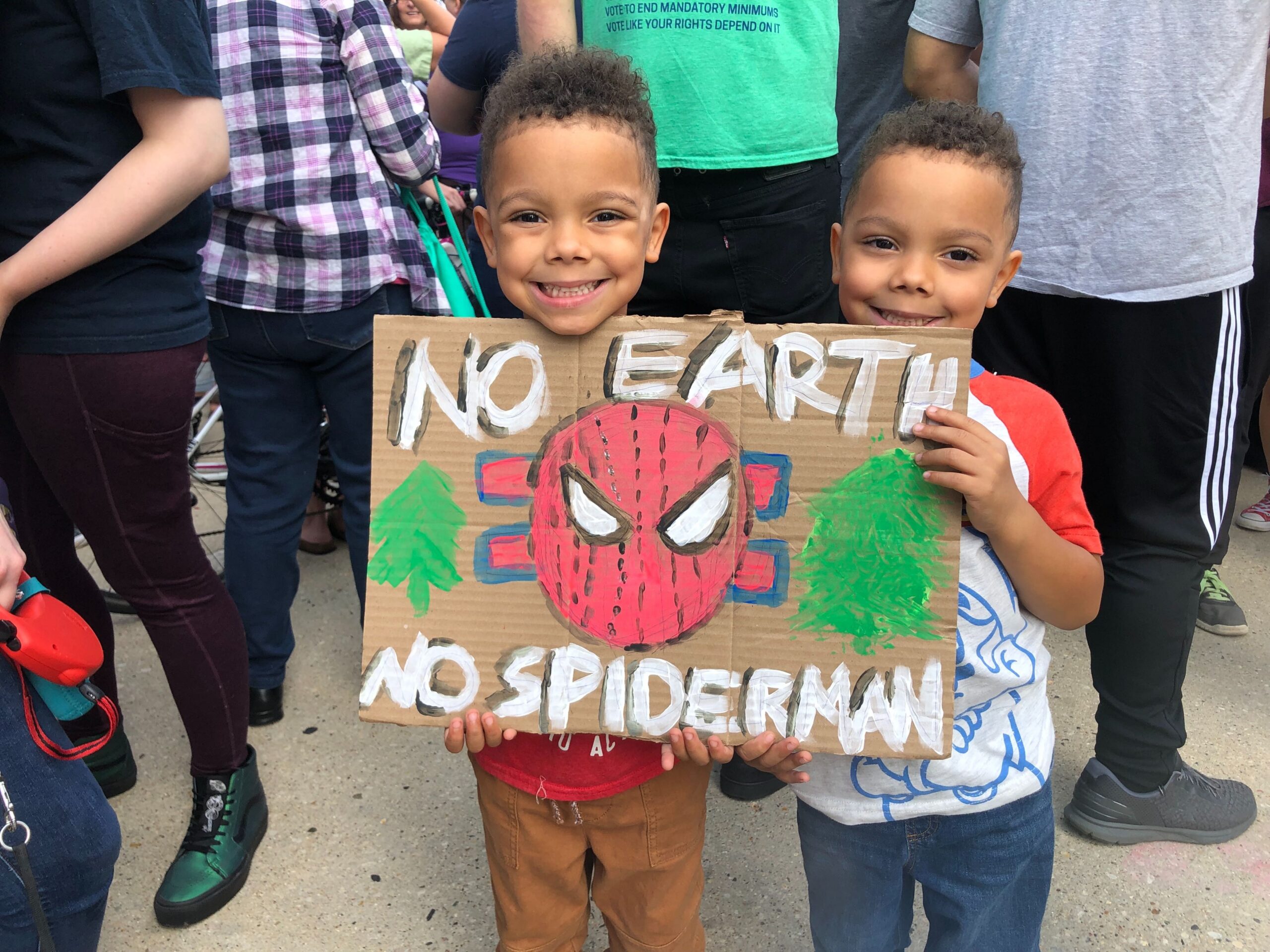 Brothers Finn and Oliver at the climate strike