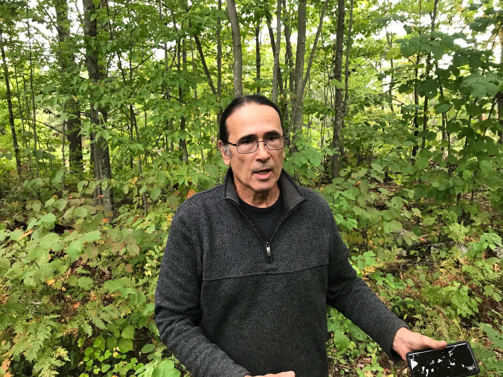 Paul DeMain on his land on the Lac Courte Oreilles reservation.