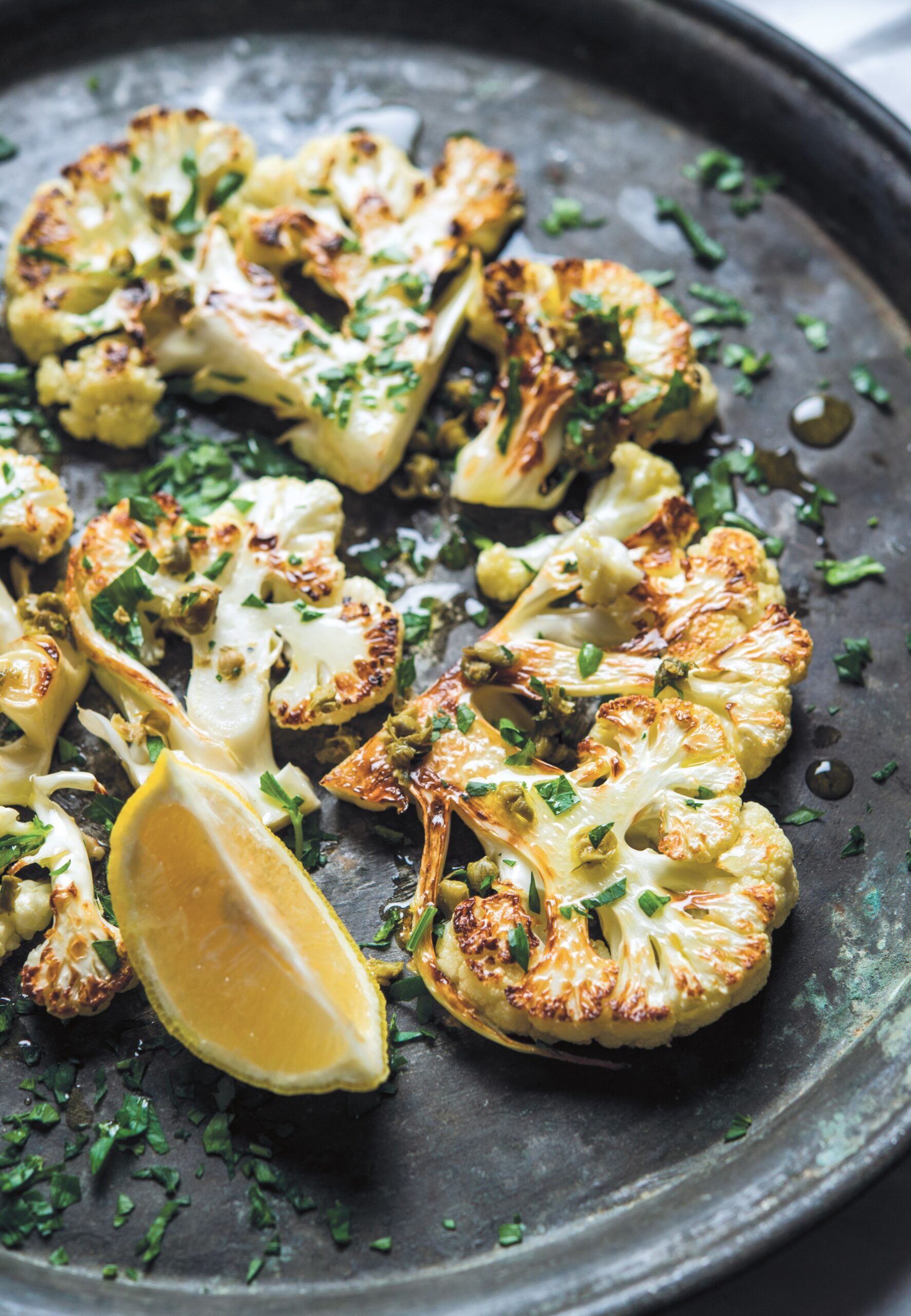 Recipe For Seared Cauliflower With Anchovy, Lemon, And Capers