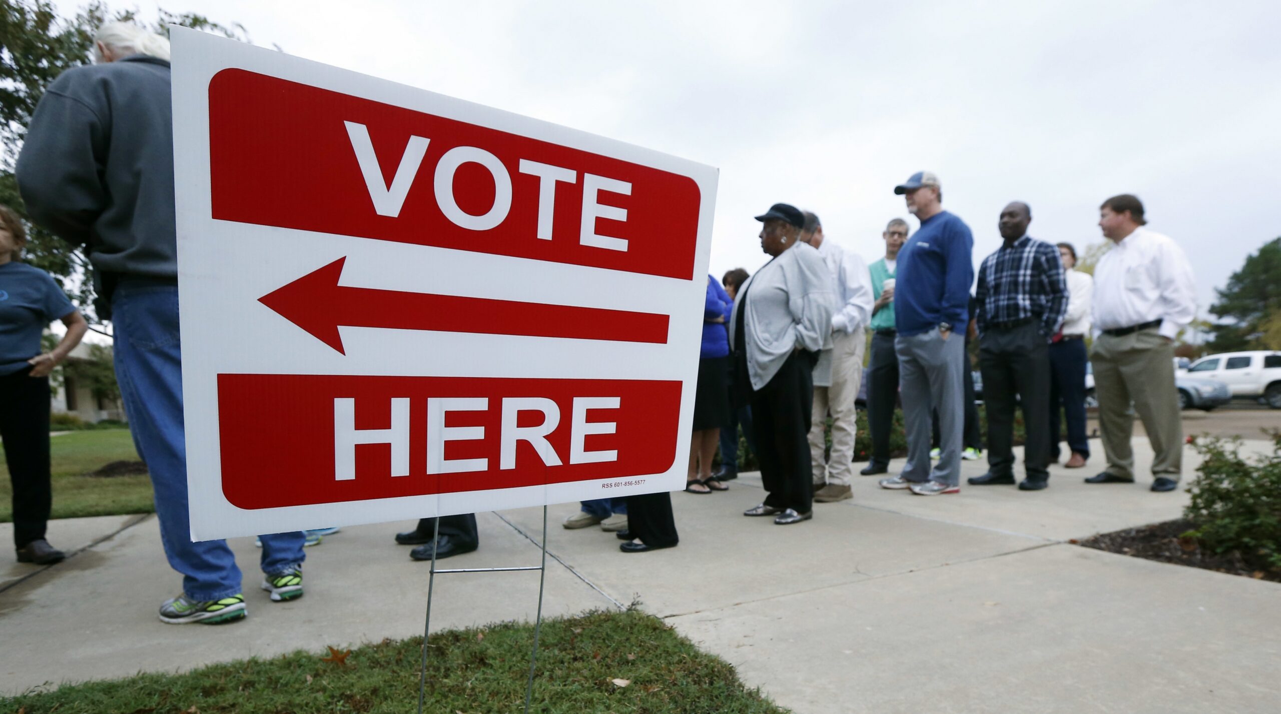People in line to vote