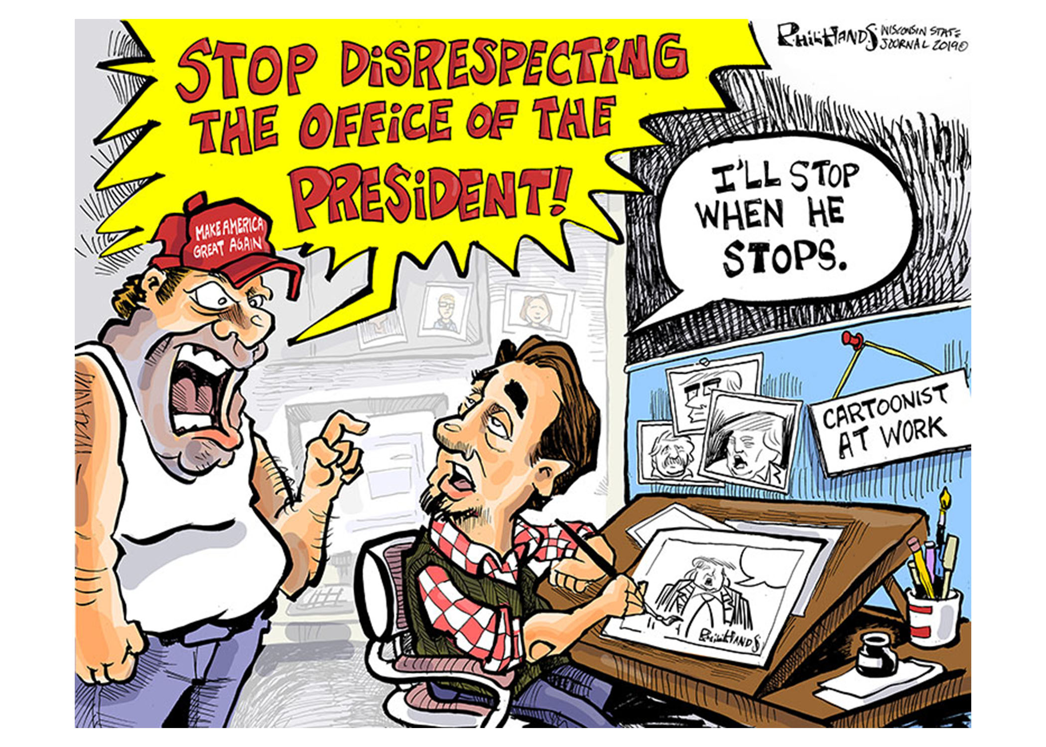 A political cartoon by Phil Hands