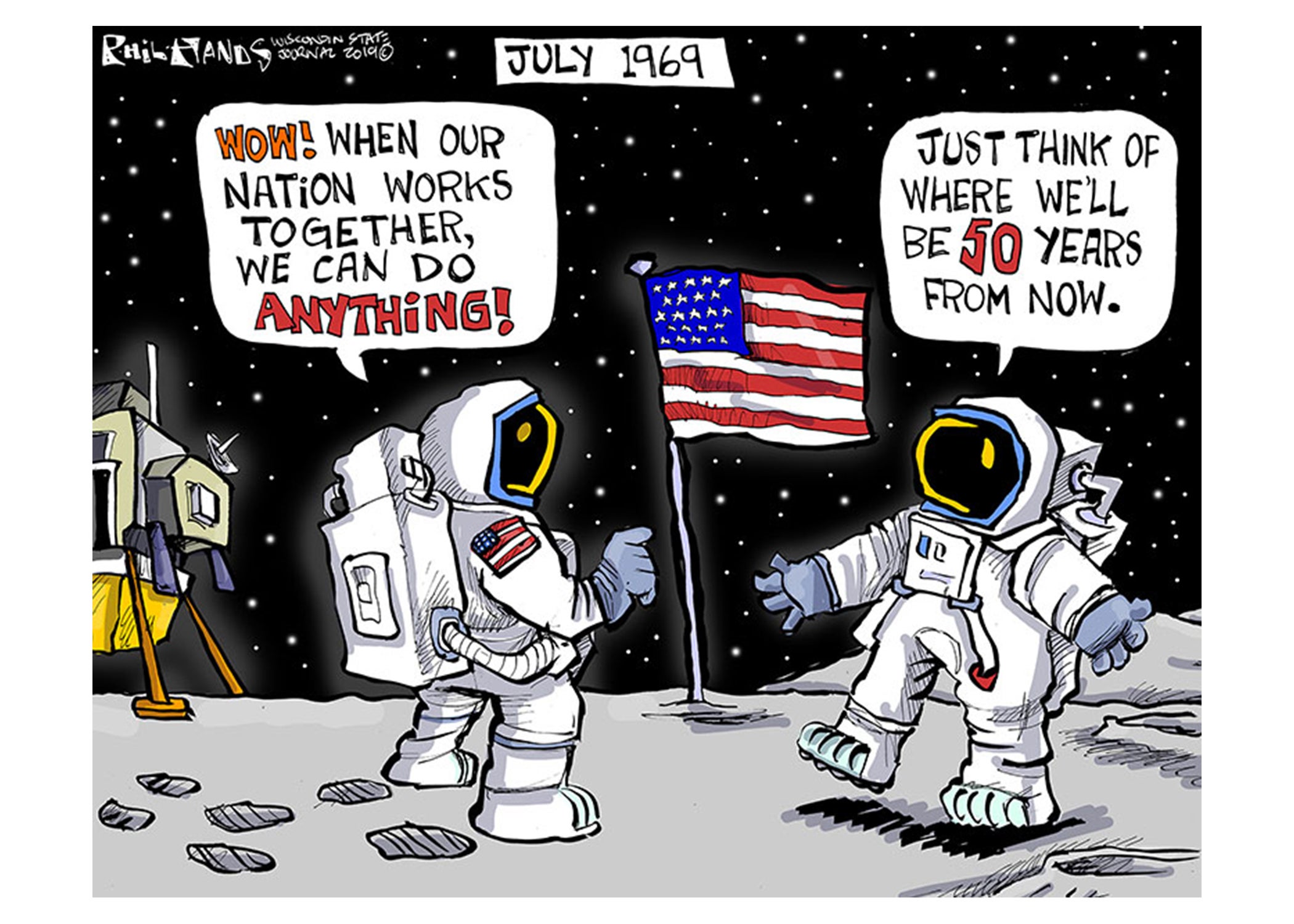 A political cartoon by Phil Hands