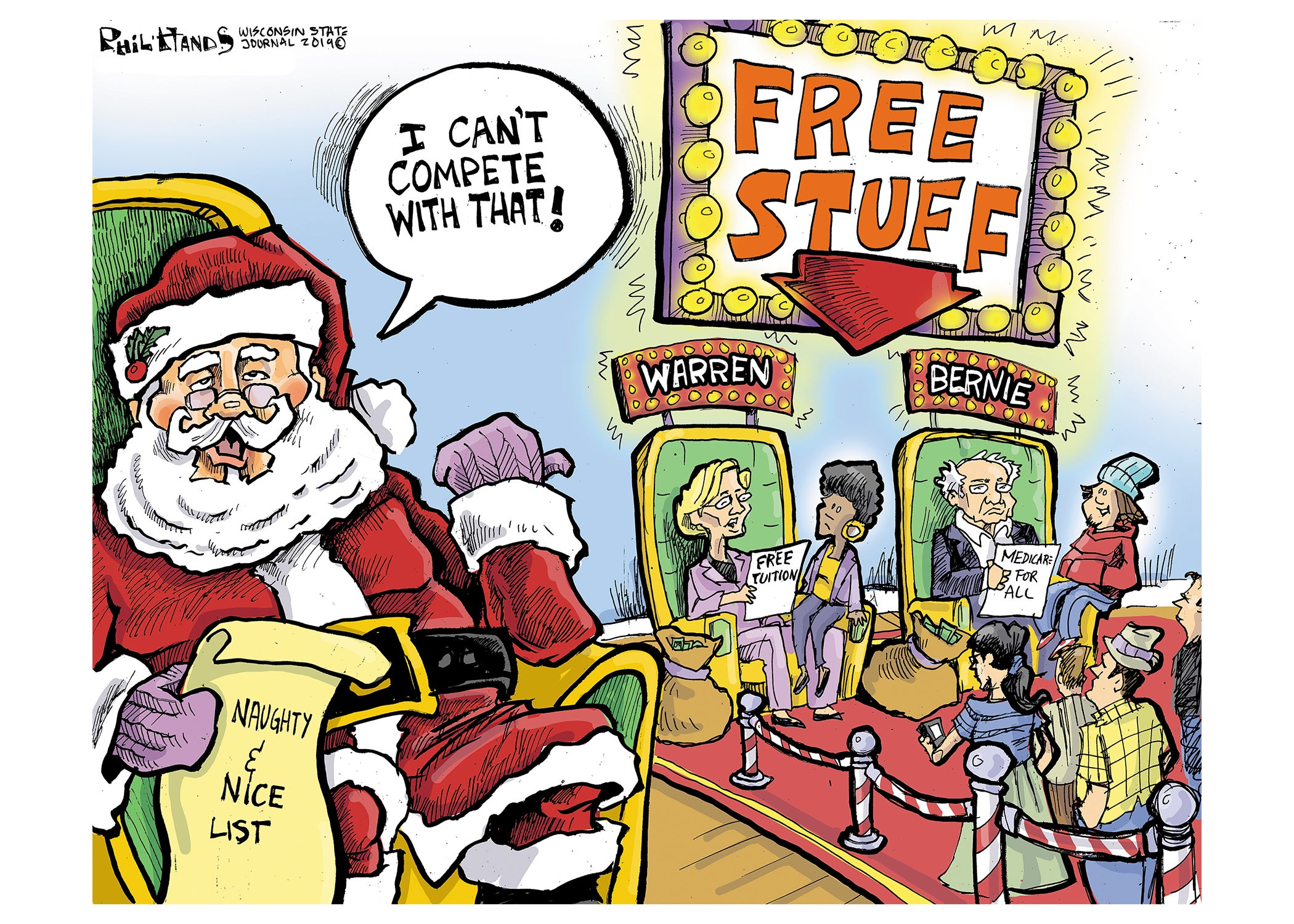 A political cartoon by Phil Hands