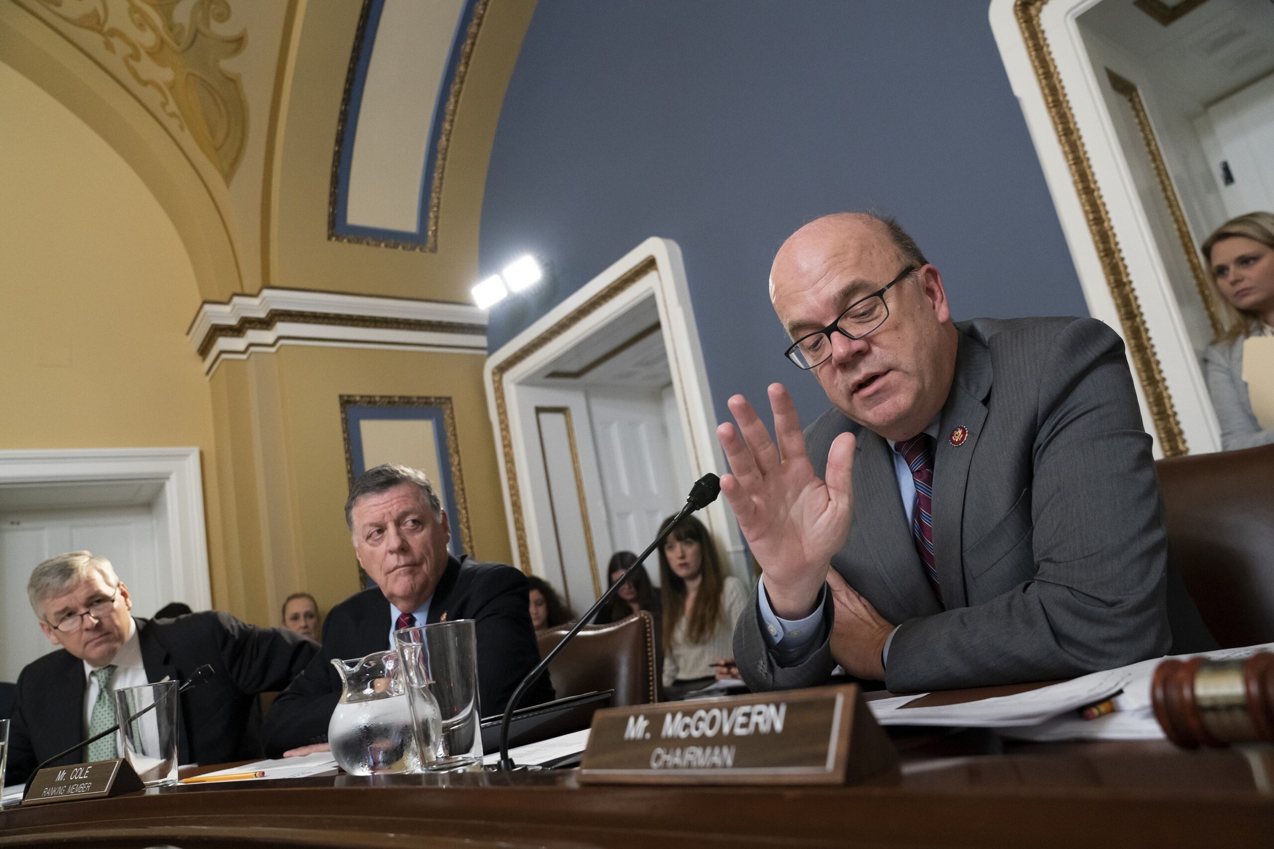 House Rules Committee Chairman Jim McGovern, D-Mass., joined from left by Rep. Rob Woodall, R-Ga.