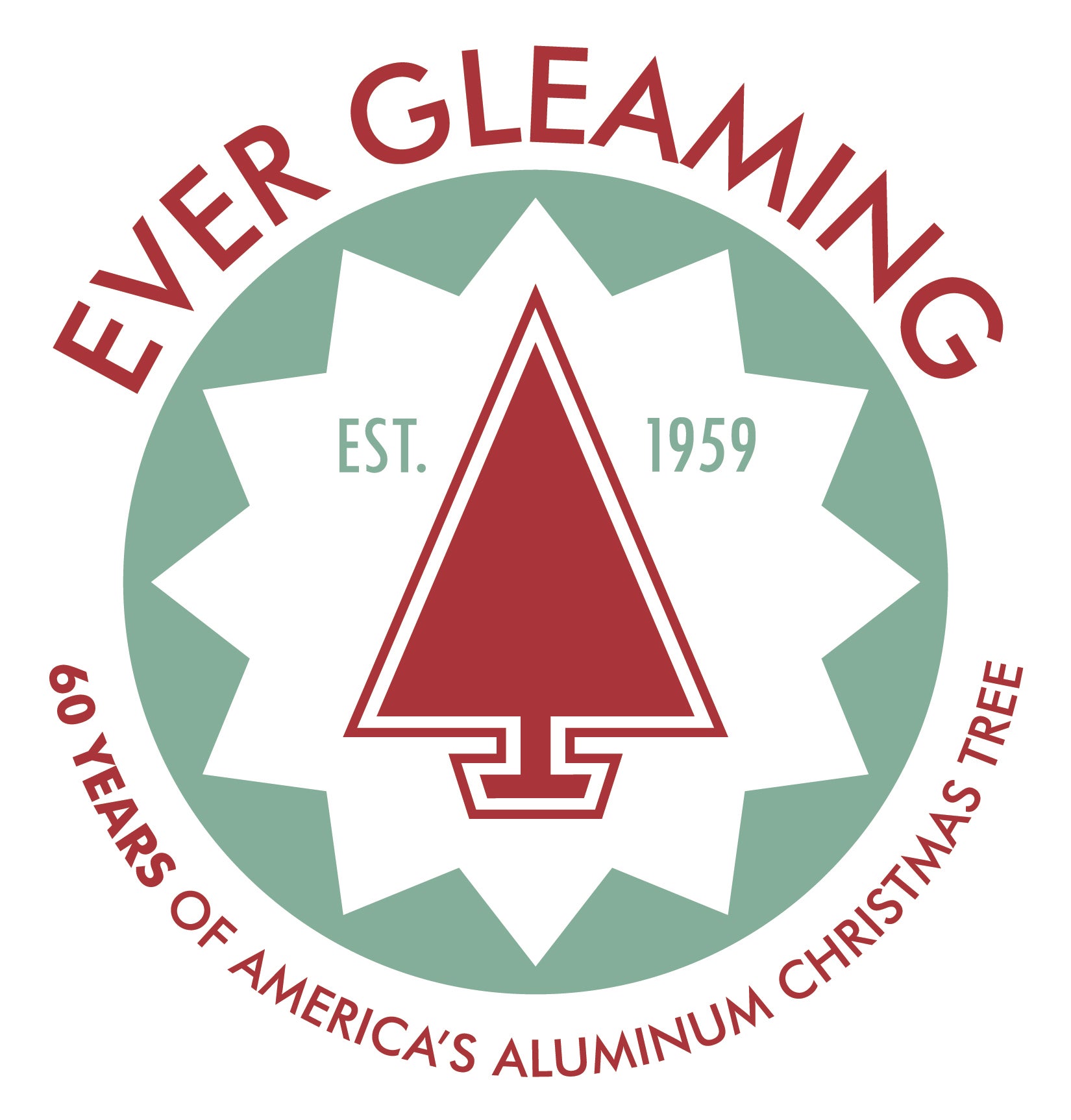 The Wisconsin Historical Society's logo celebrating 60 years of the Ever Gleaming tree