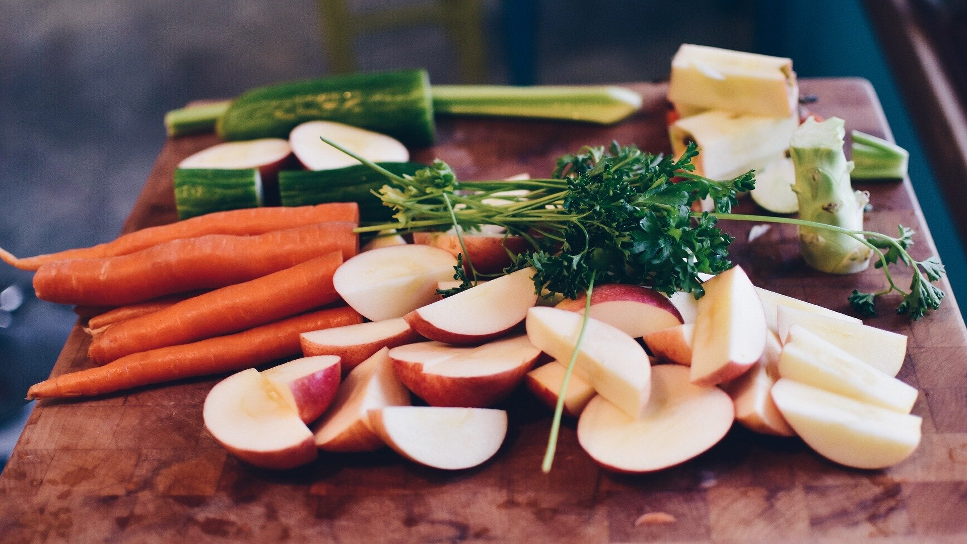 Chopped vegetables on a cutting board