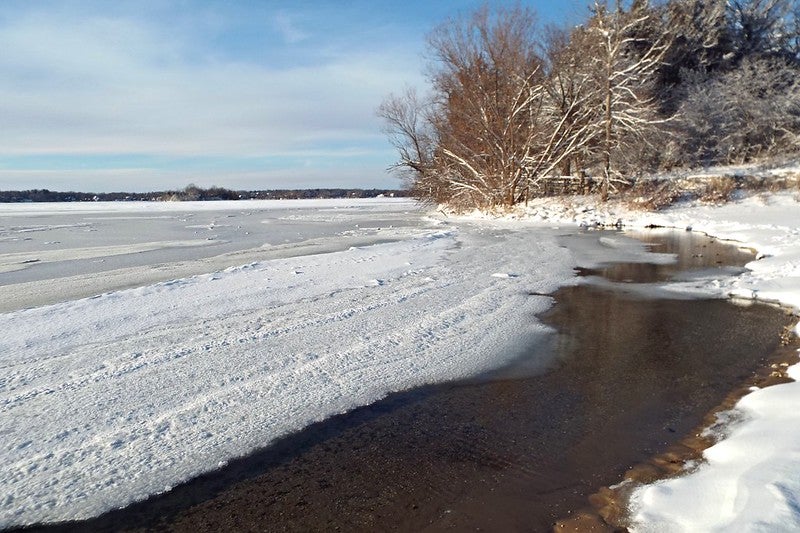 A lake starting to freeze over