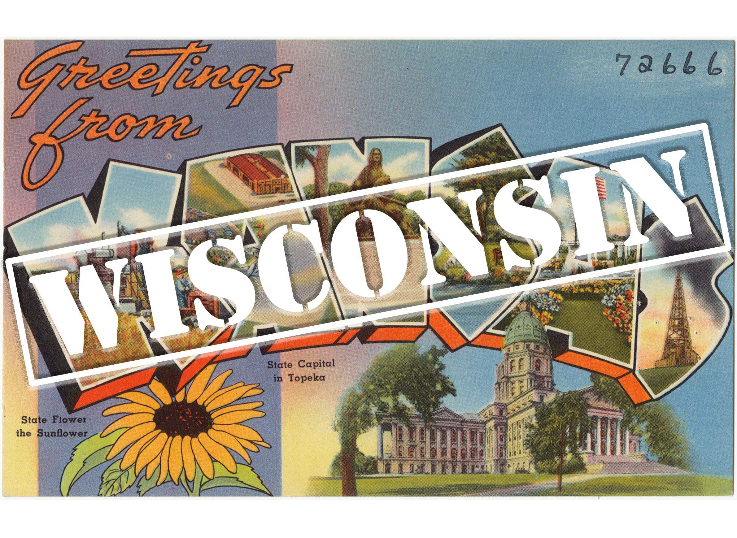 Greetings from Wisconsin postcard