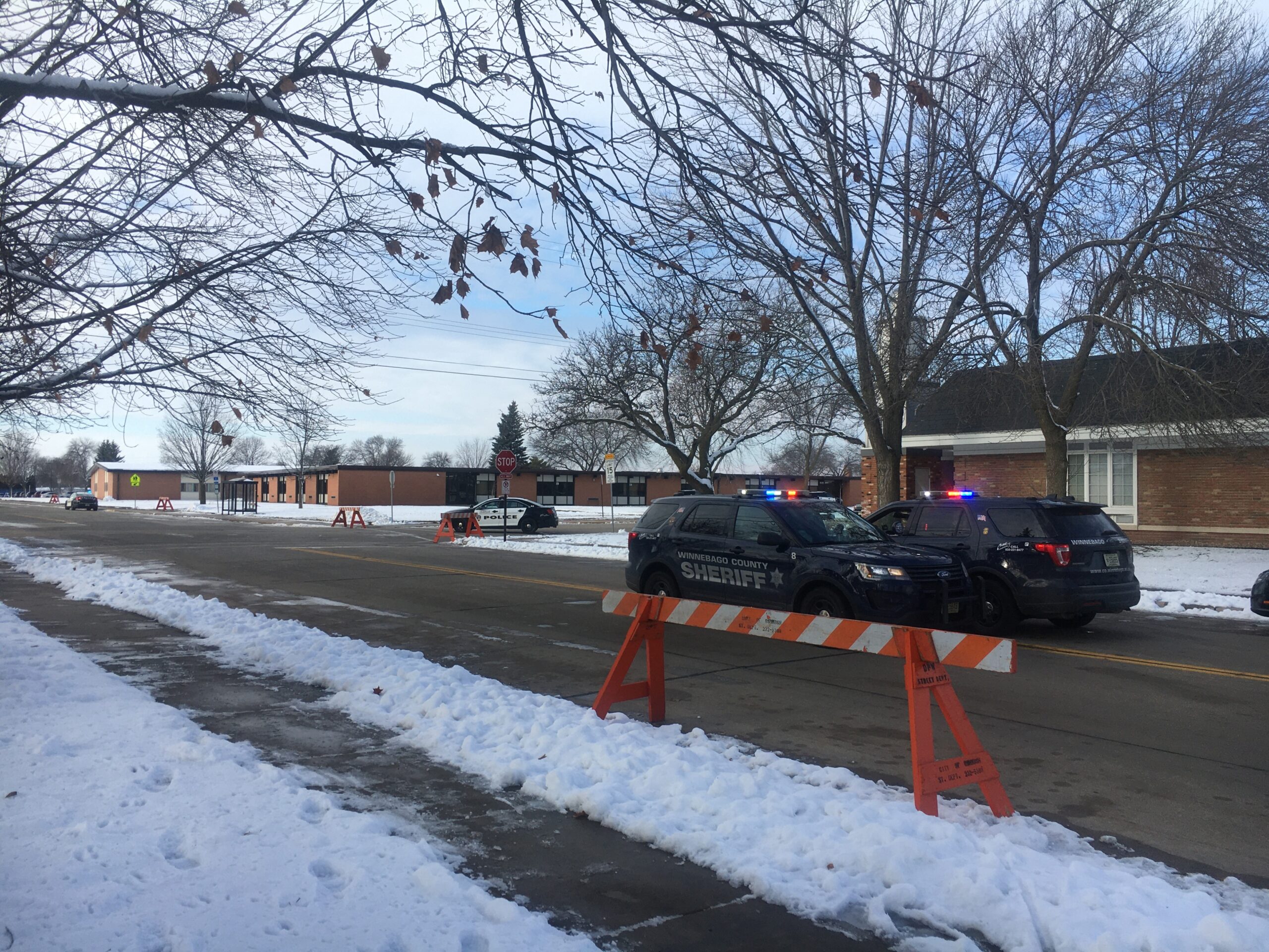 Police outside of Oshkosh West High School