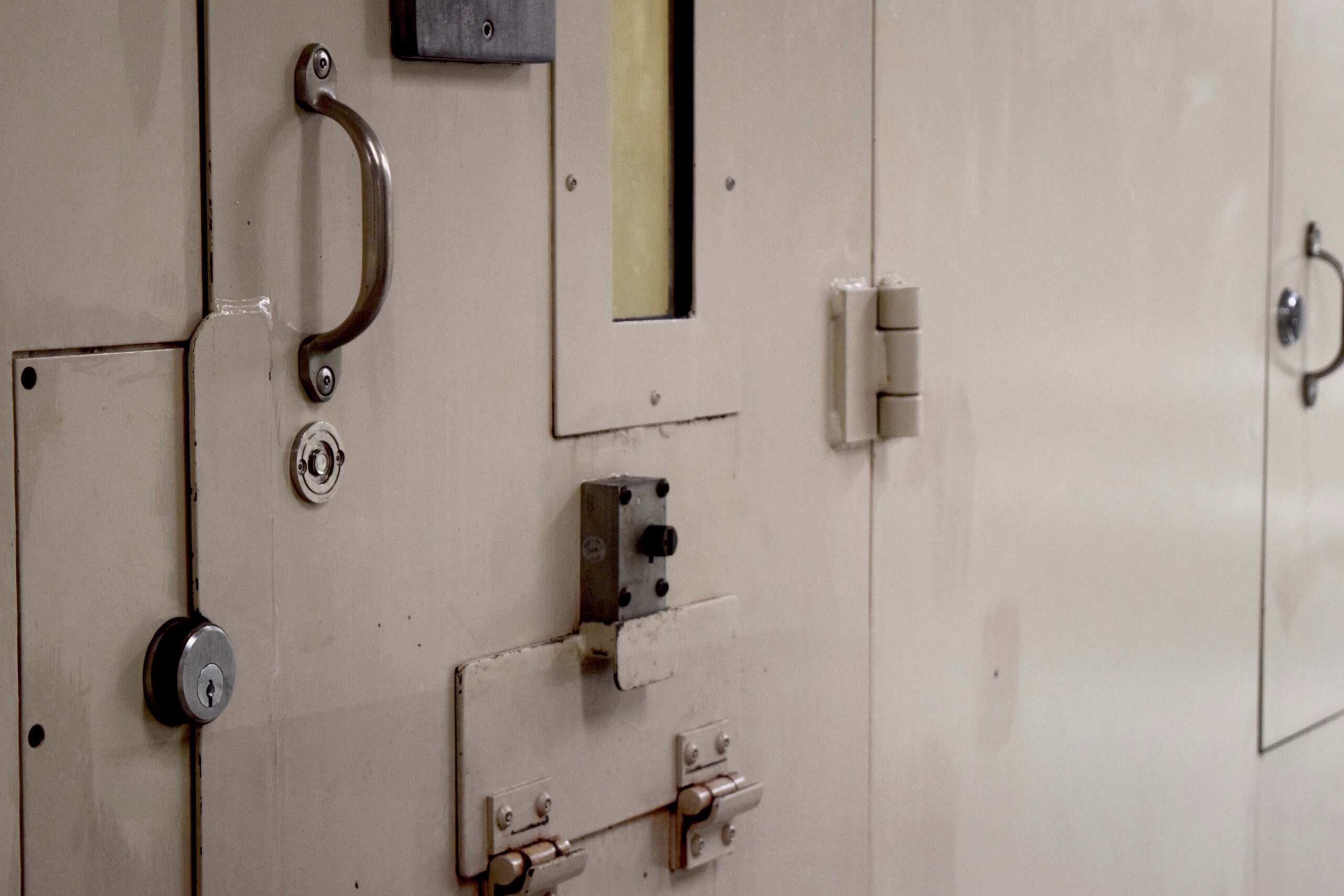 A cell door in the Dane County Jail