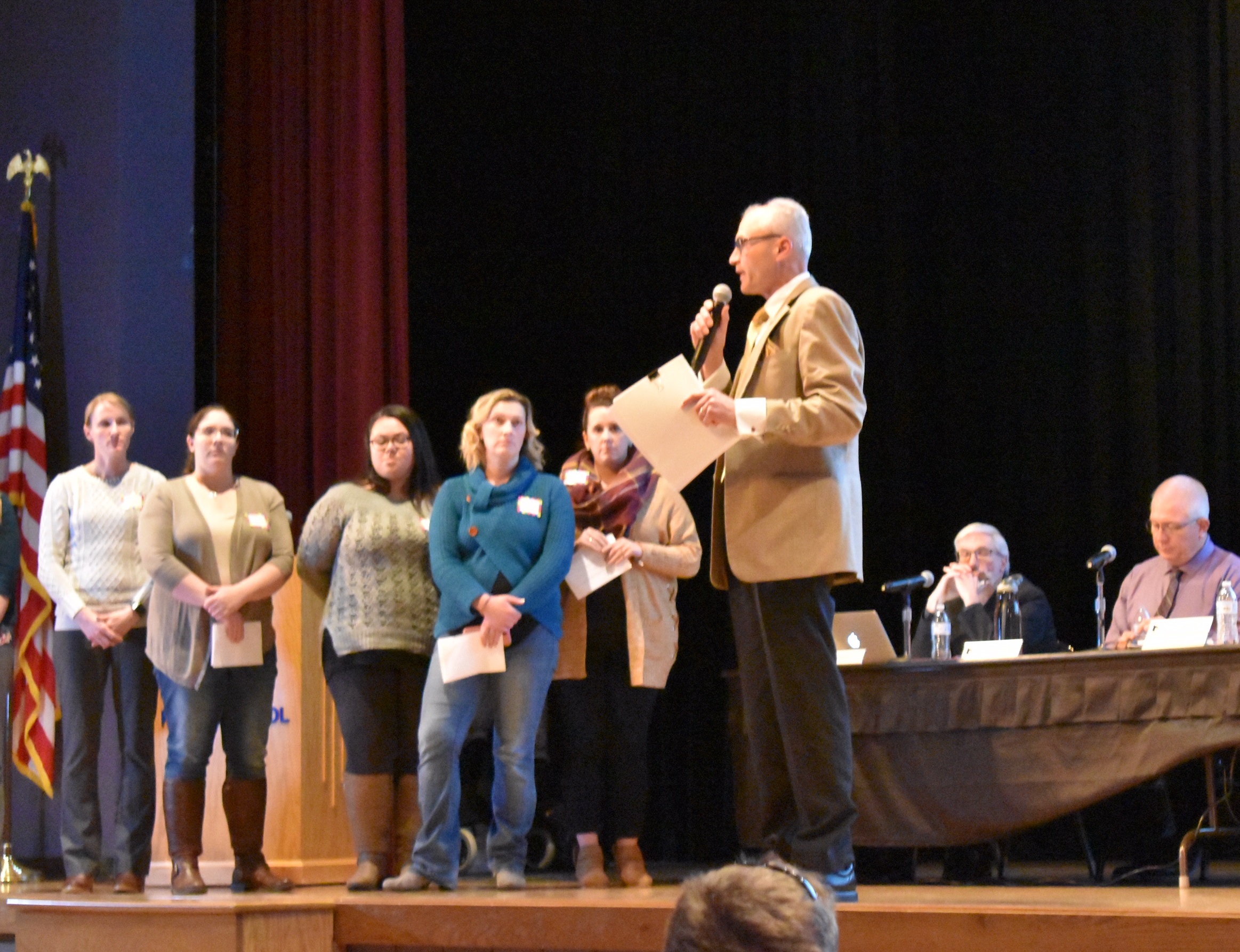 Peter Fromm Wade speaks at Merrill School Board