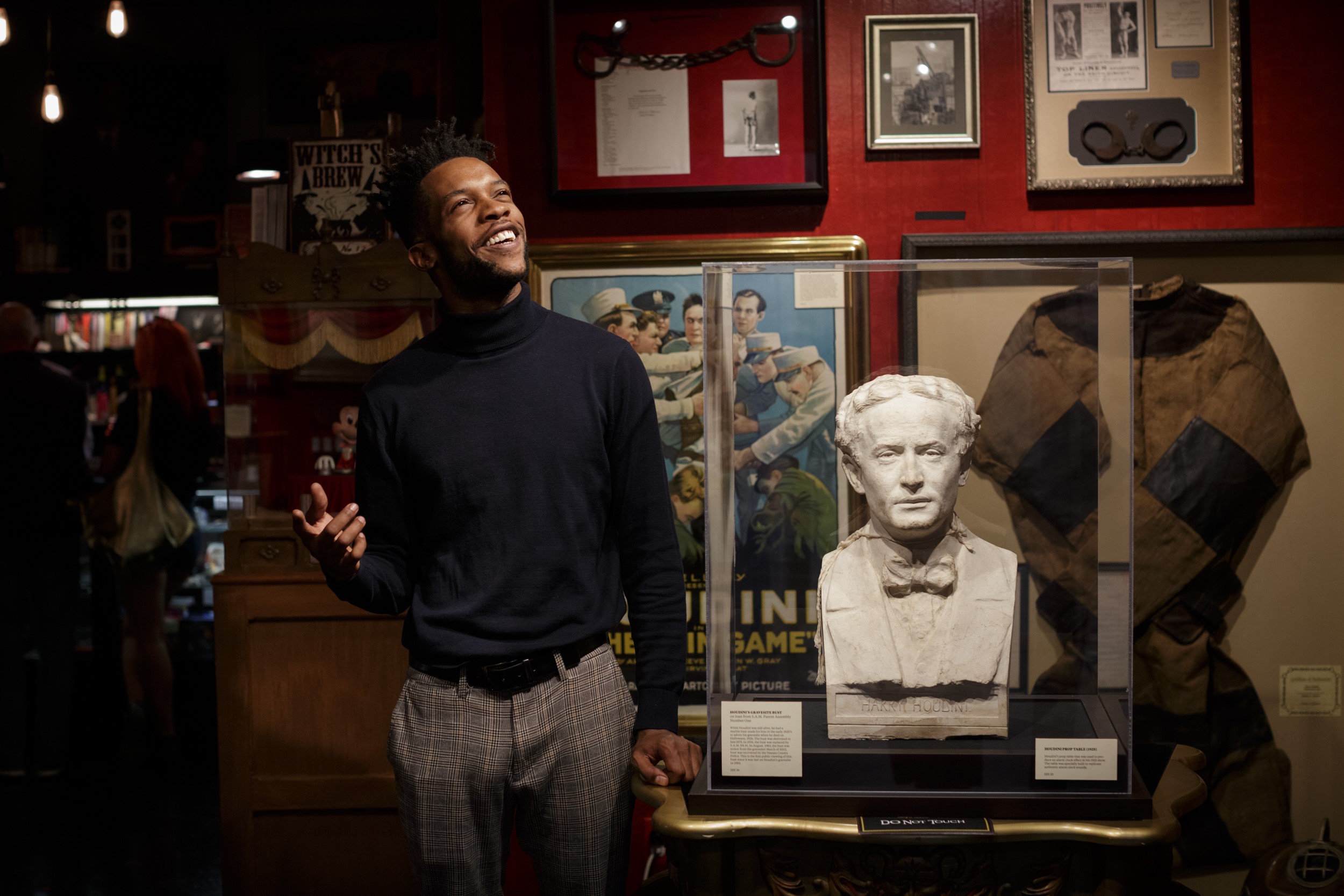 Rajon Lynch stands inside the Houdini Museum of New York