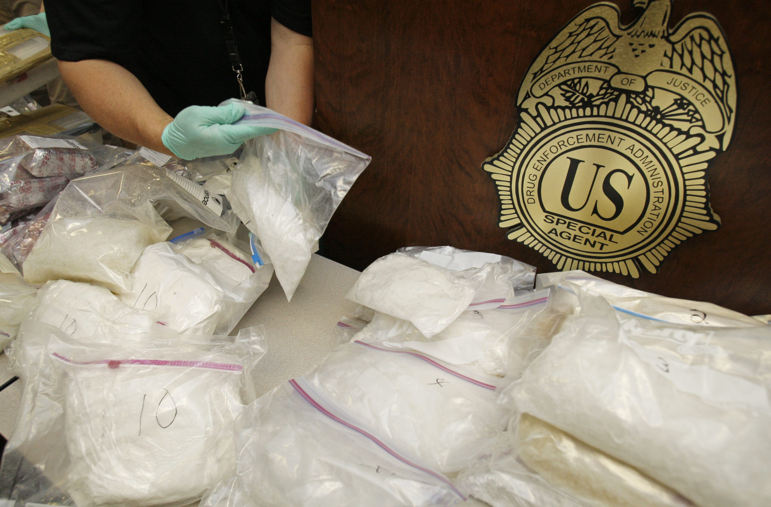 Bags of methamphetamine at the U.S. DEA
