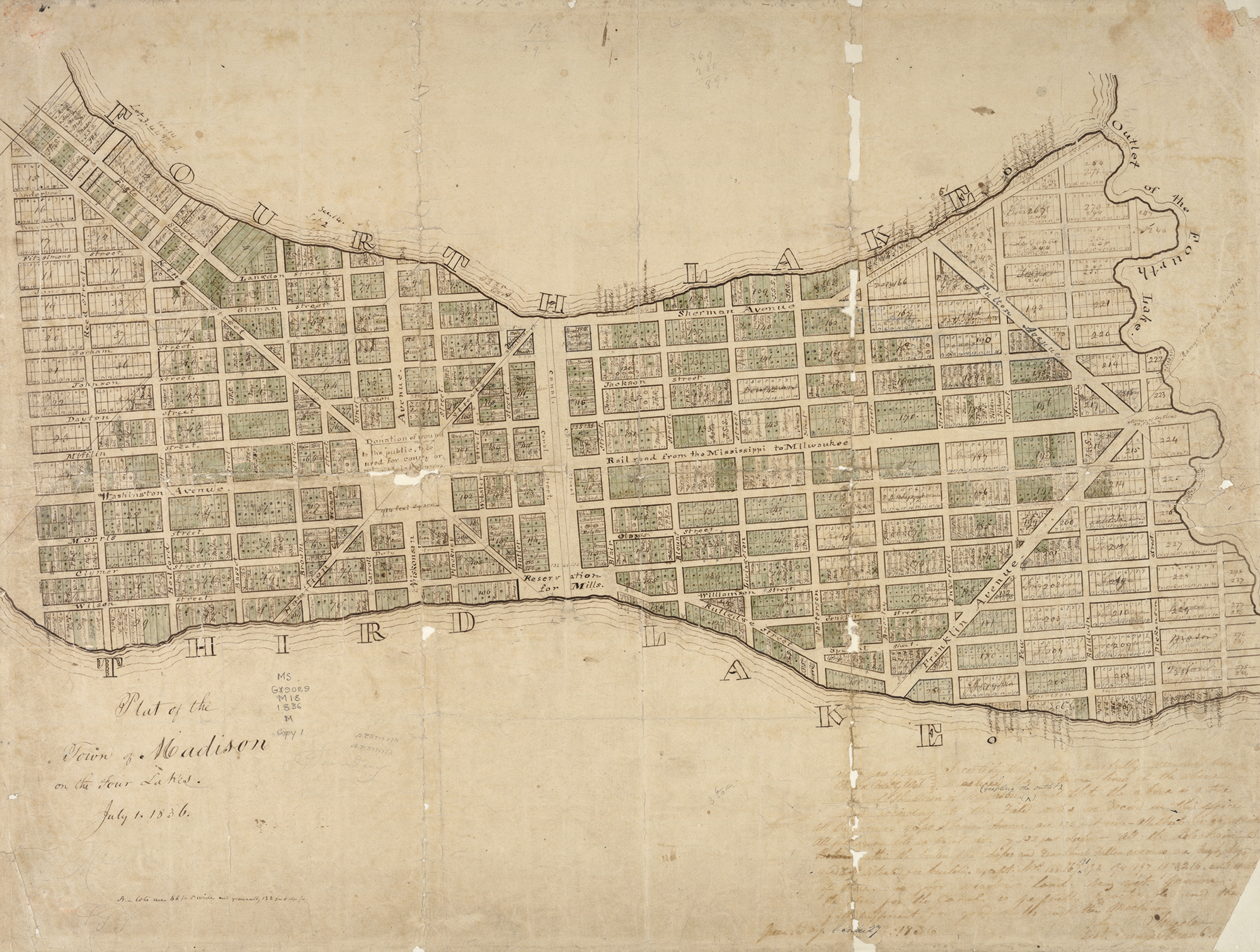1836 plat map of Madison