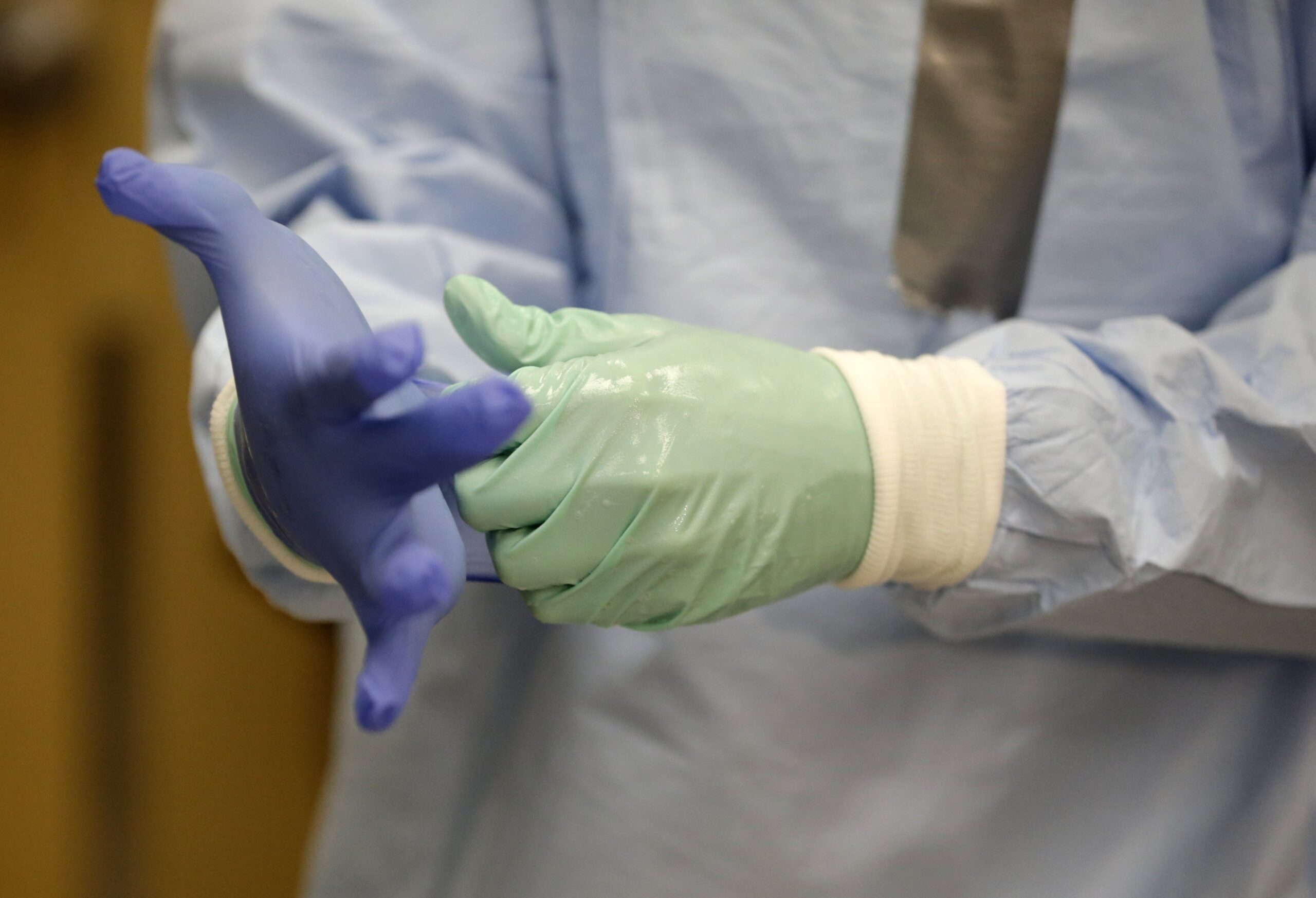 Nurse's medical gloves