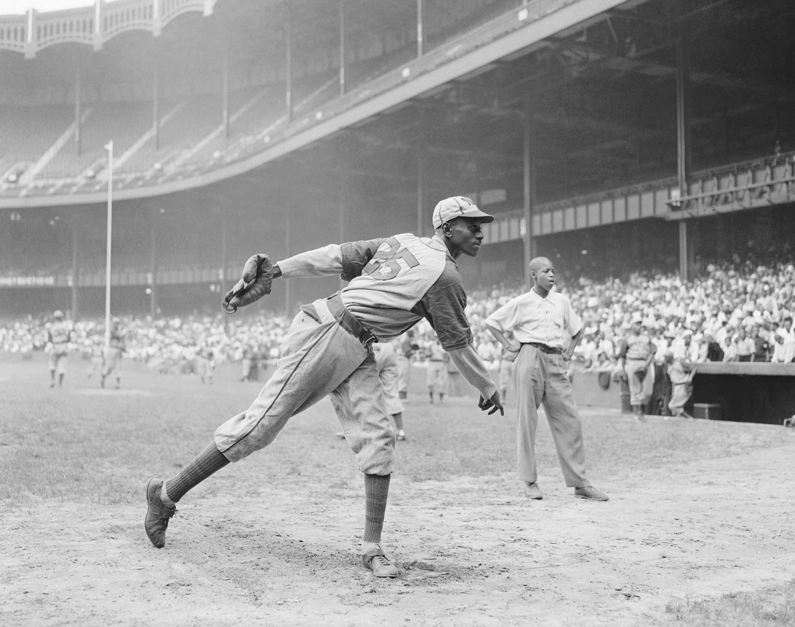 Satchel Paige warms up