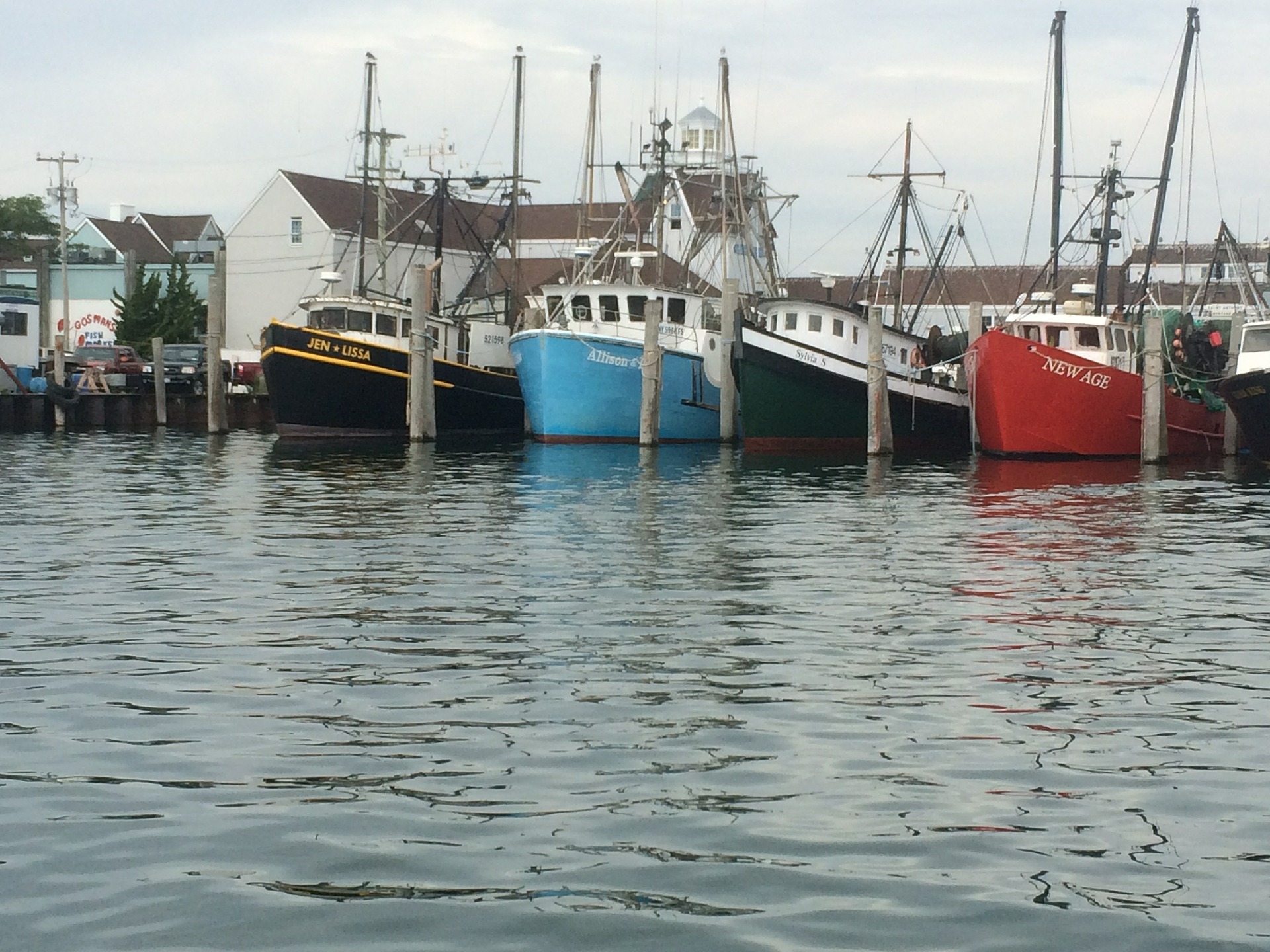 Fishing vessels in harbor.