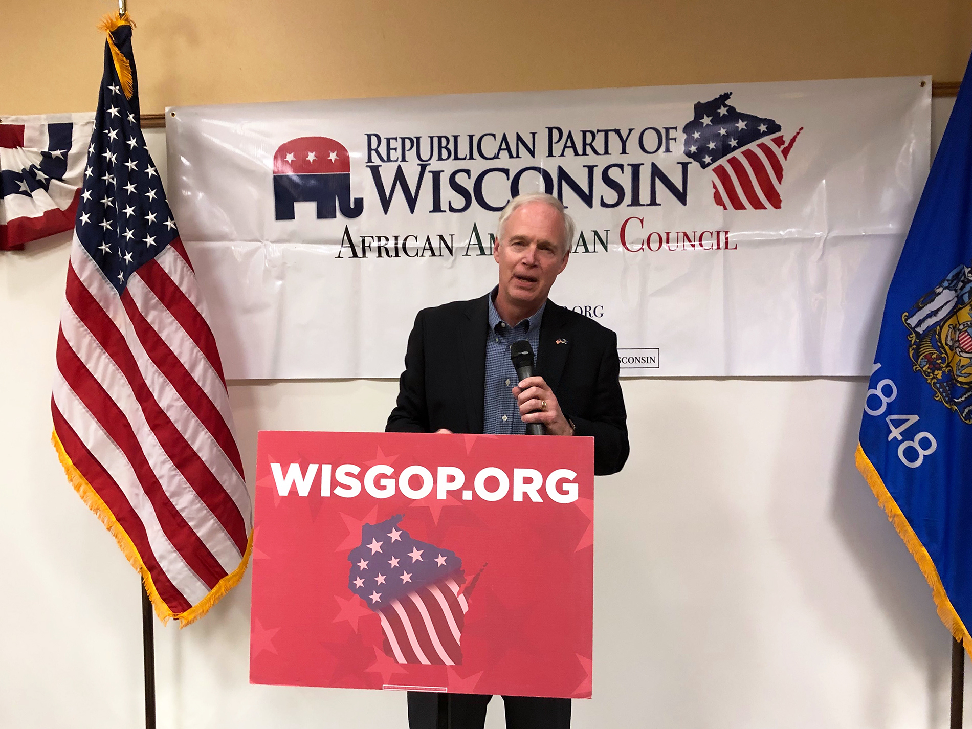U.S. Sen. Ron Johnson speaks at the opening of the first GOP office in Milwaukee