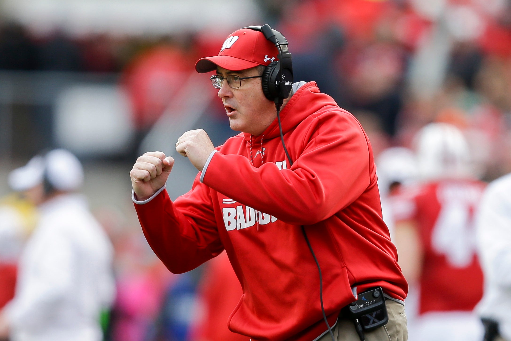 Paul Chryst coaches during a game
