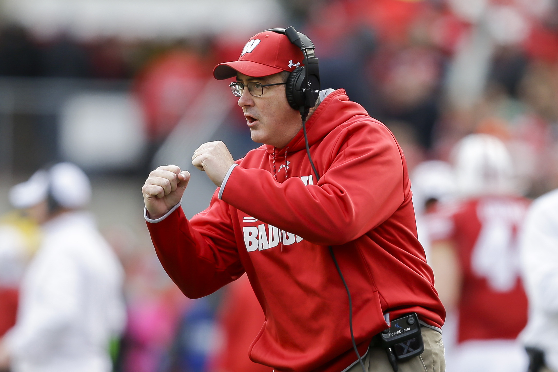 Paul Chryst coaches during a game