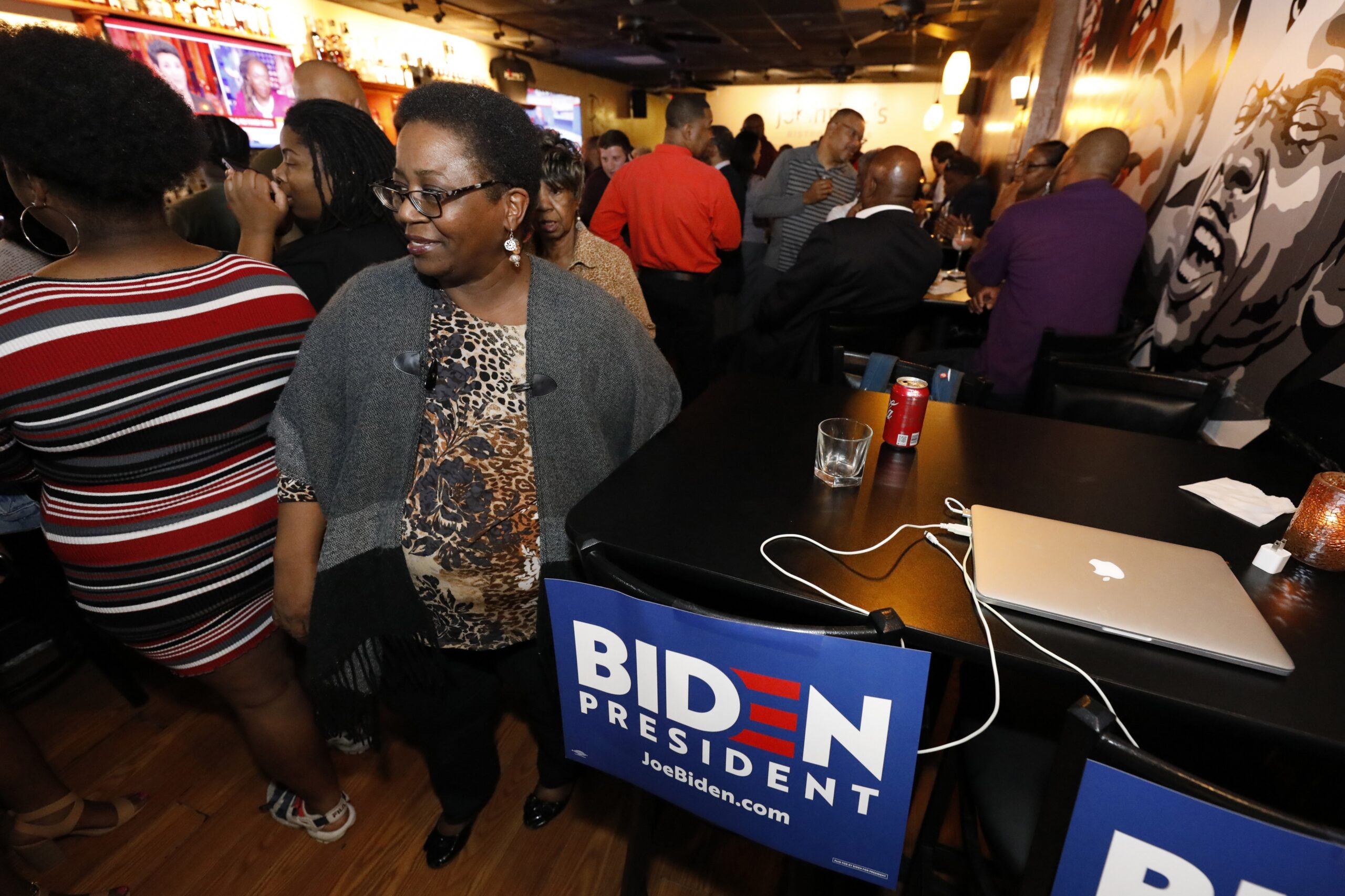 Supporters of Democratic presidential candidate and former Vice President Joe Biden