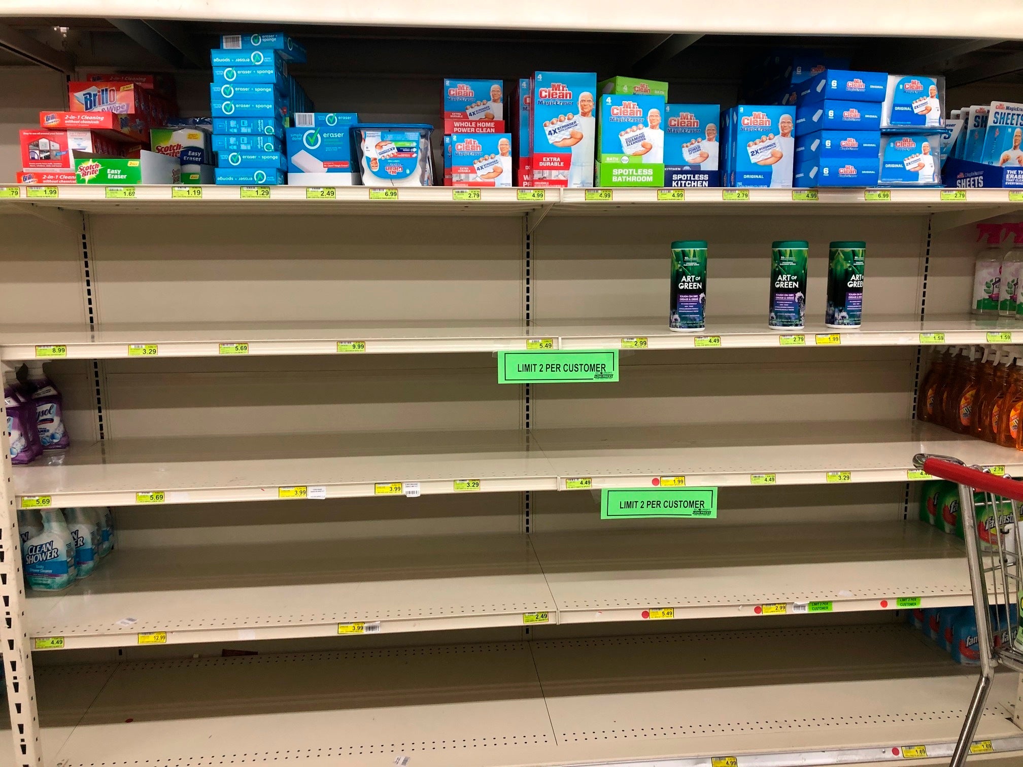 Shelves are largely empty at Woodman's Markets in Kenosha, Wis