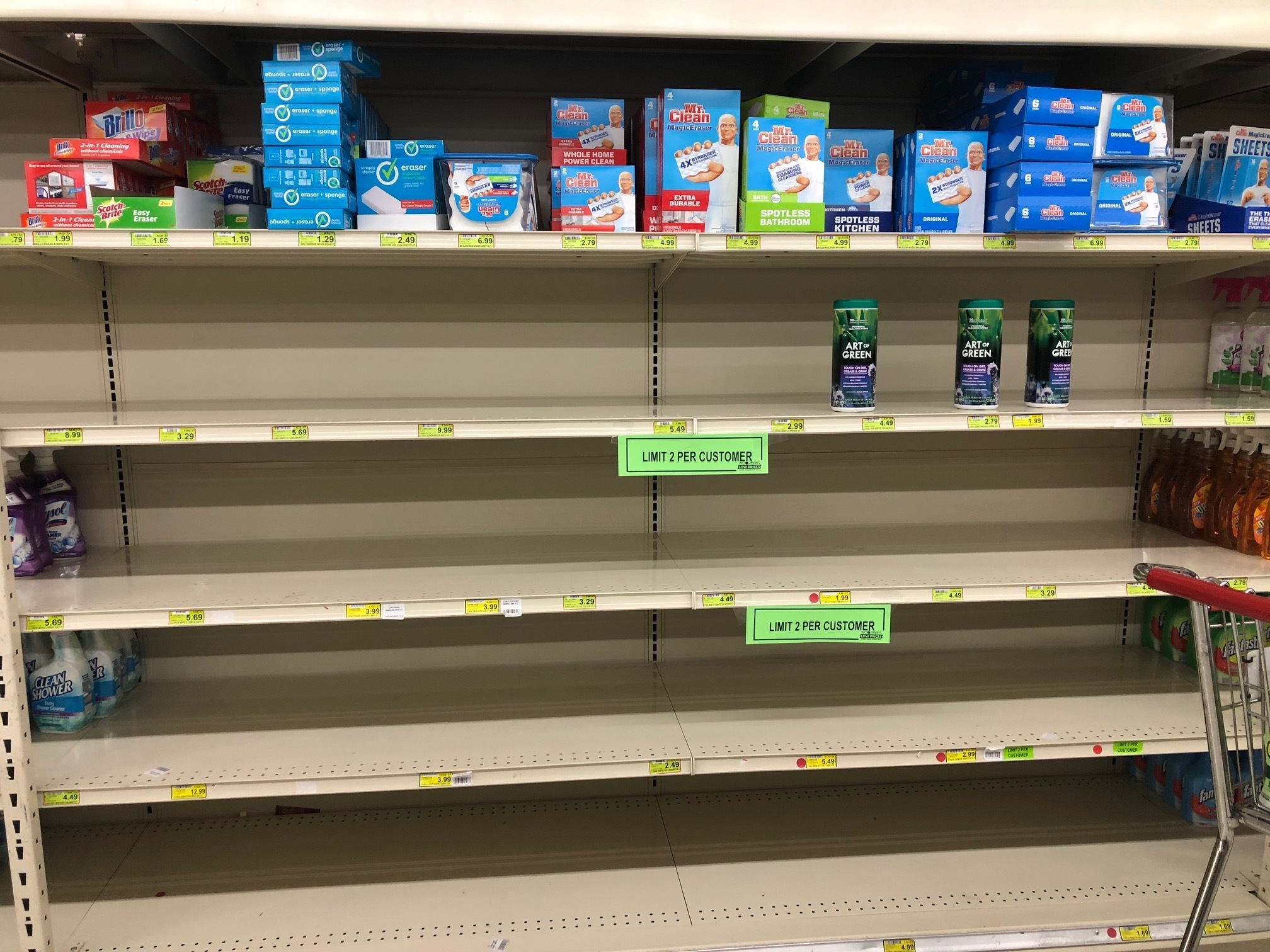 Shelves are largely empty at Woodman's Markets in Kenosha, Wis