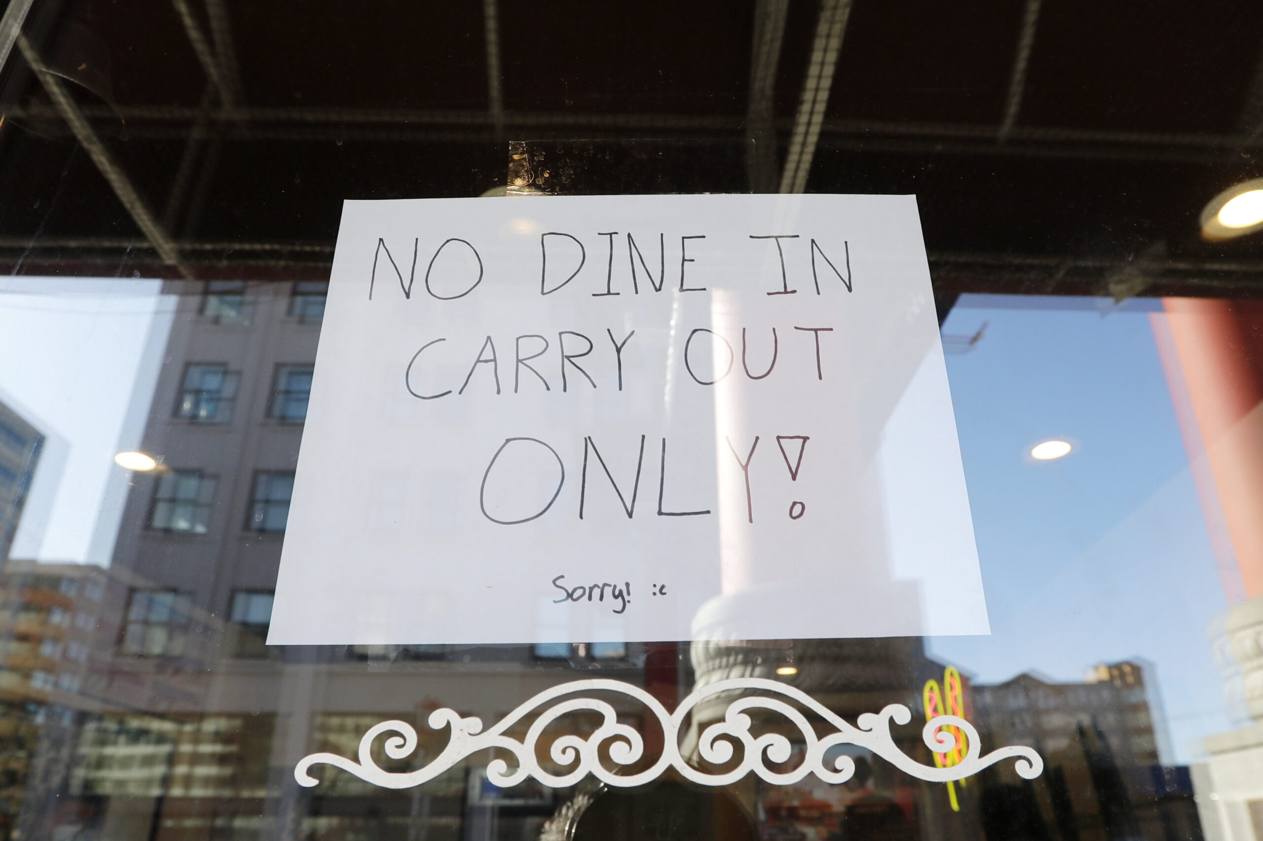 Sign in restaurant window