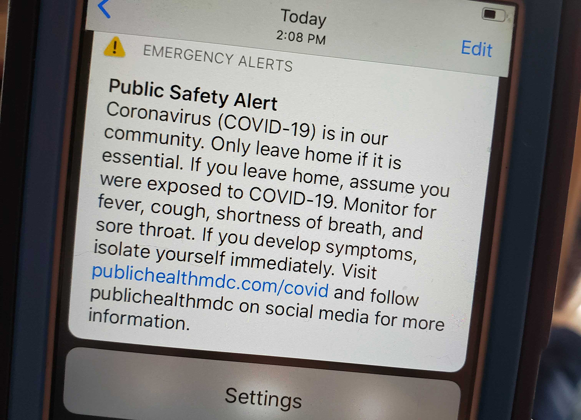 Text alert to Dane County residents about COVID-19
