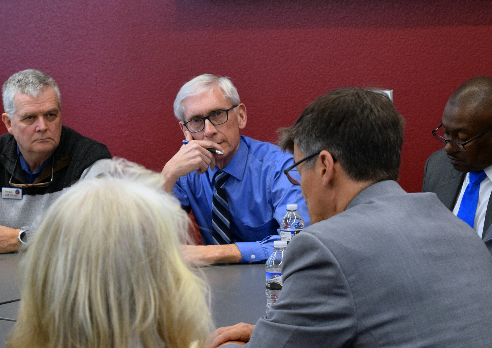 Tony Evers at flooding event