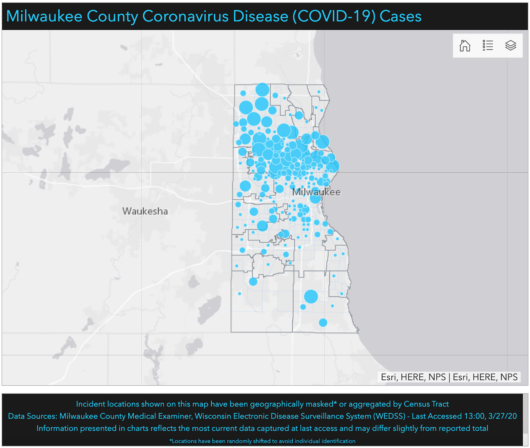 Milwaukee County COVID-19 cases map