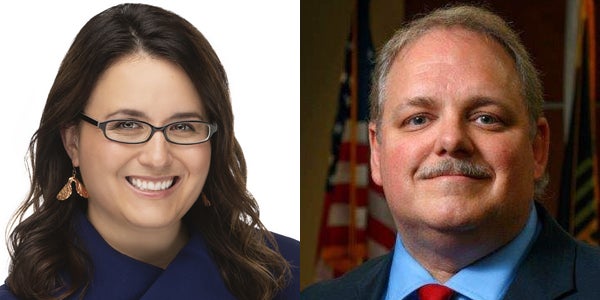 Wausau mayoral candidates Katie Rosenberg and Mayor Robert Mielke