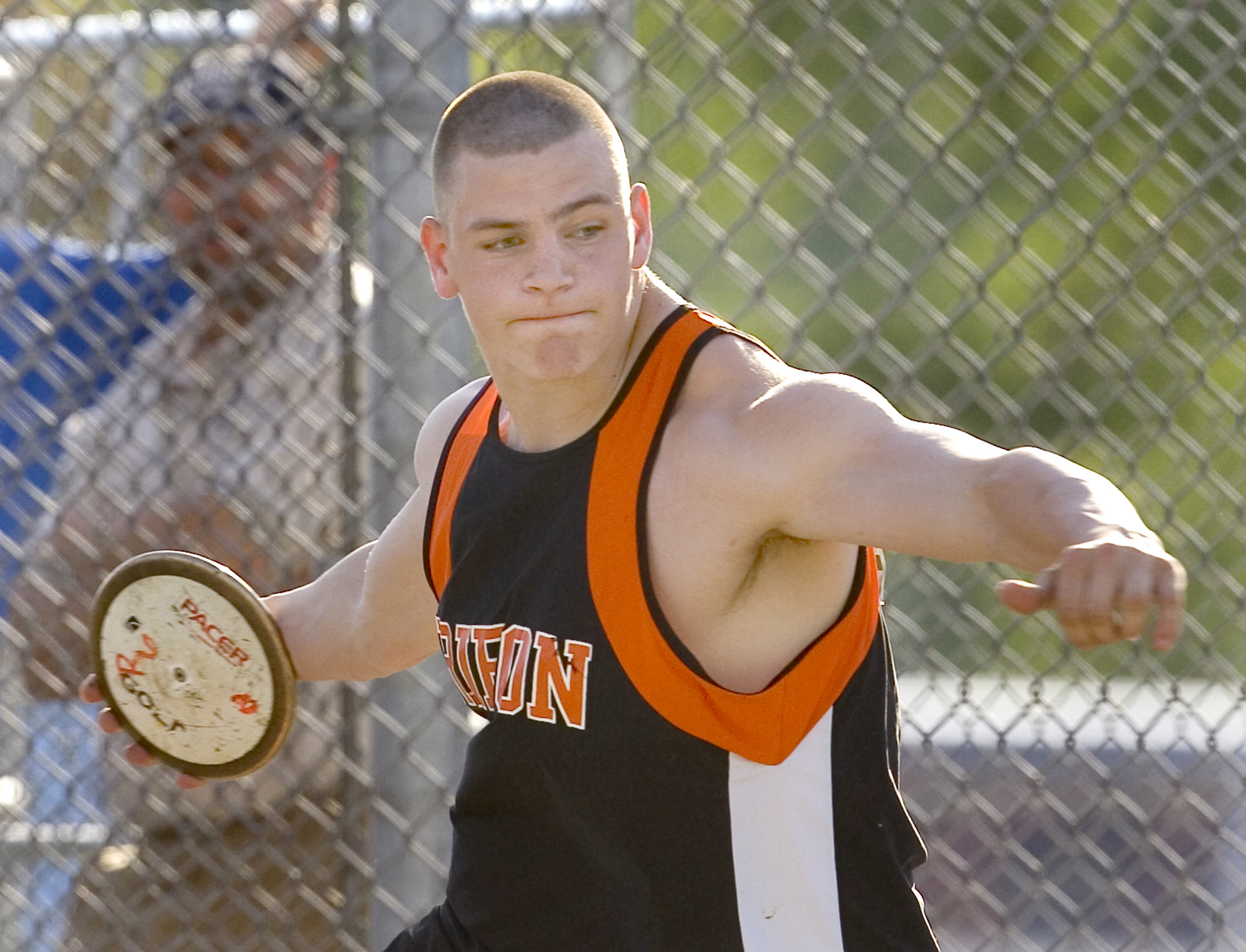 Ripon's Aaron Studt competes in the Division 2 discus at the WIAA state track and field meet in La Crosse