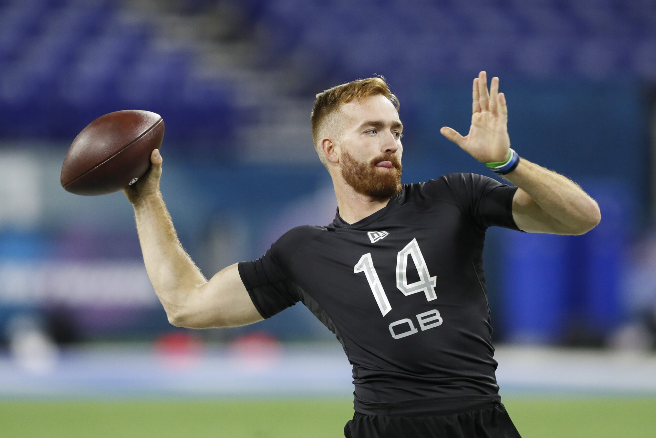 James Morgan throws at the 2020 NFL Combine