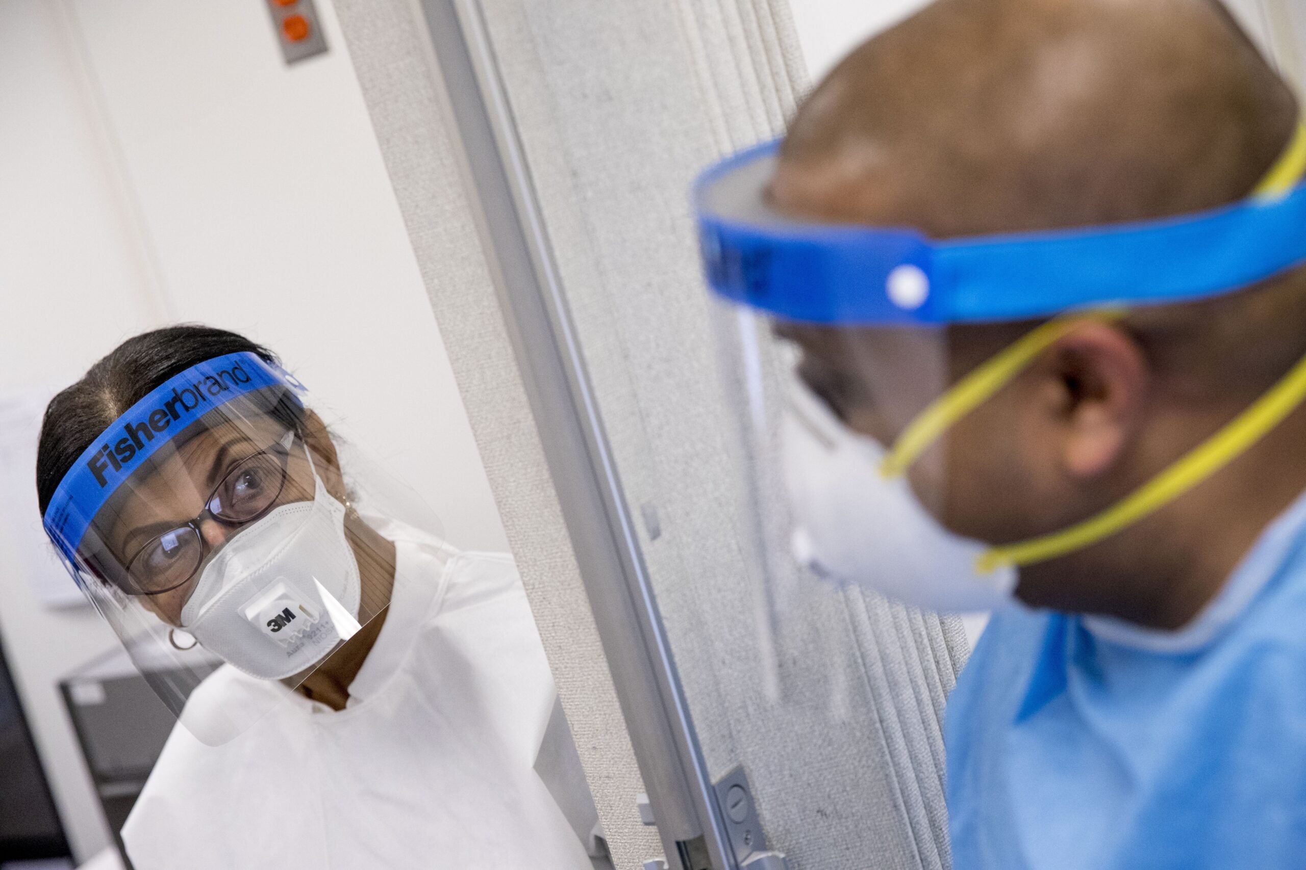 coronavirus testing at a mobile testing lab