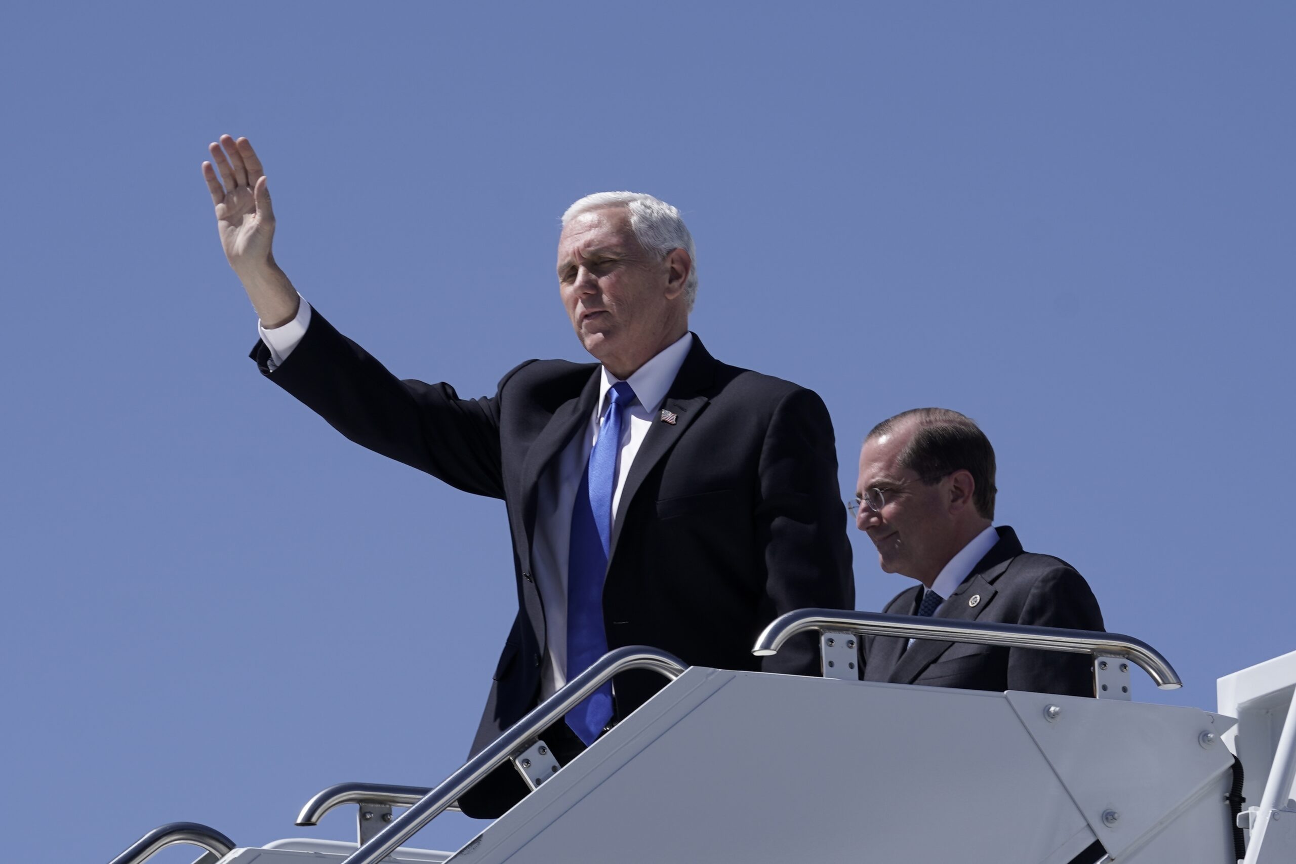 Mike Pence exits airplane