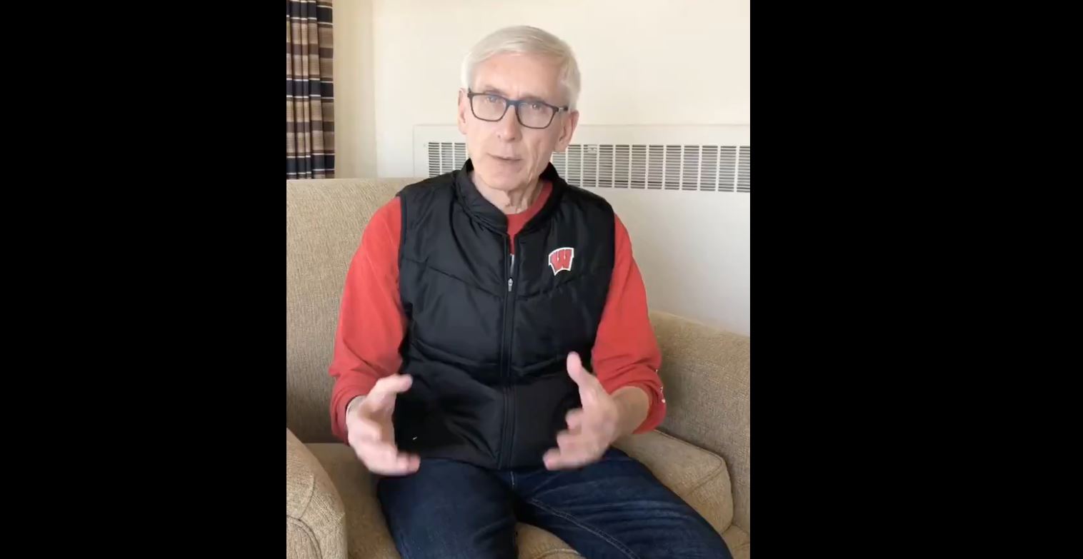 ov. Tony Evers speaks to Wisconsinites in an online message, March 21, 2020