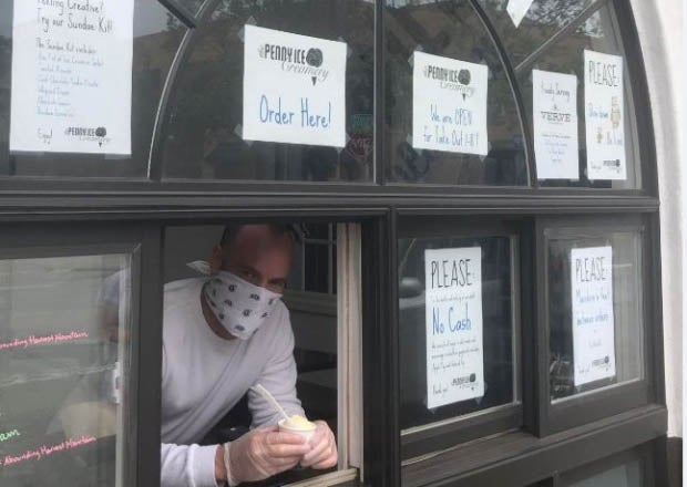 Zachary Davis poses for a photo at The Penny Ice Creamery in Santa Cruz, Calif.
