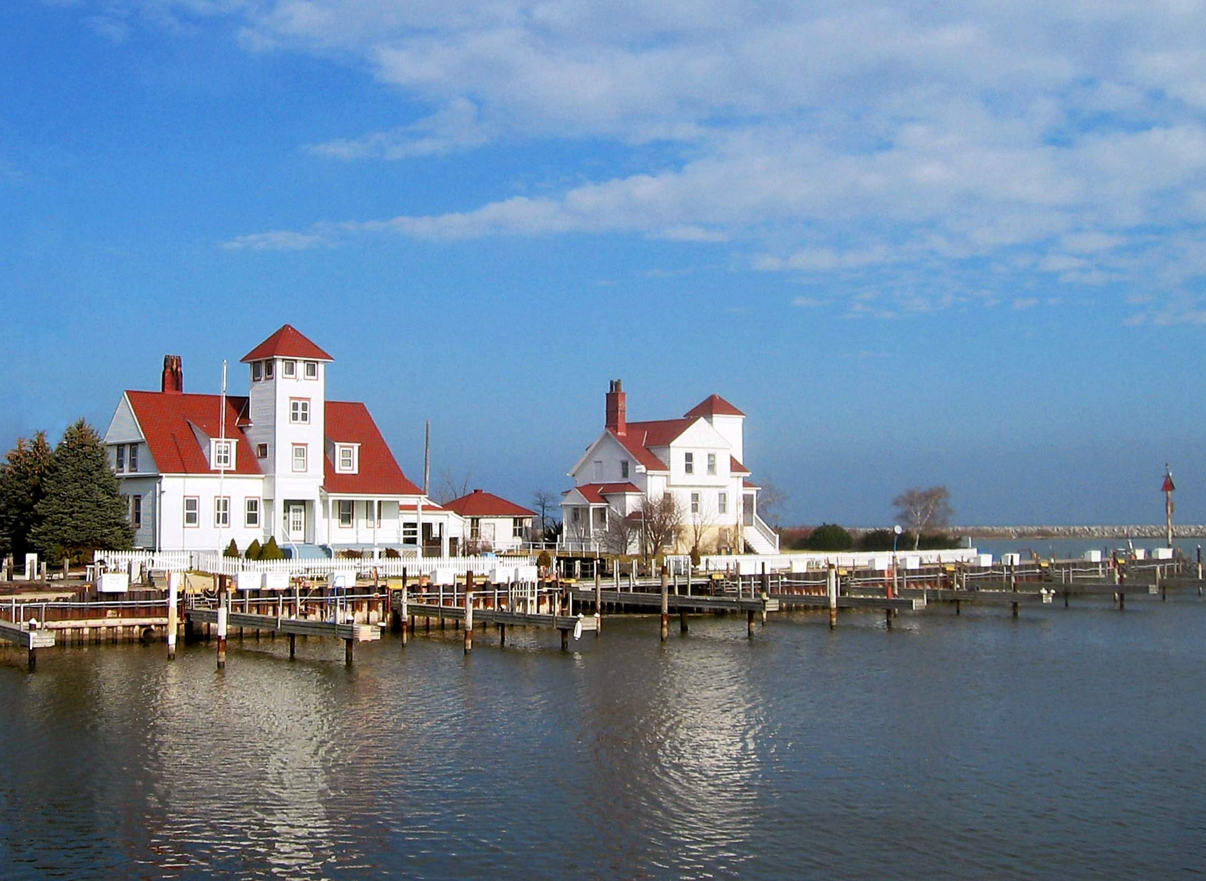 The mouth of the Root River as it flows into Lake Michigan