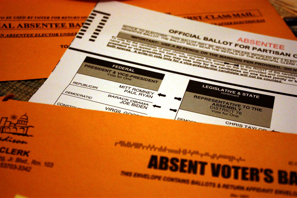 Absentee ballot from the 2012 presidential election