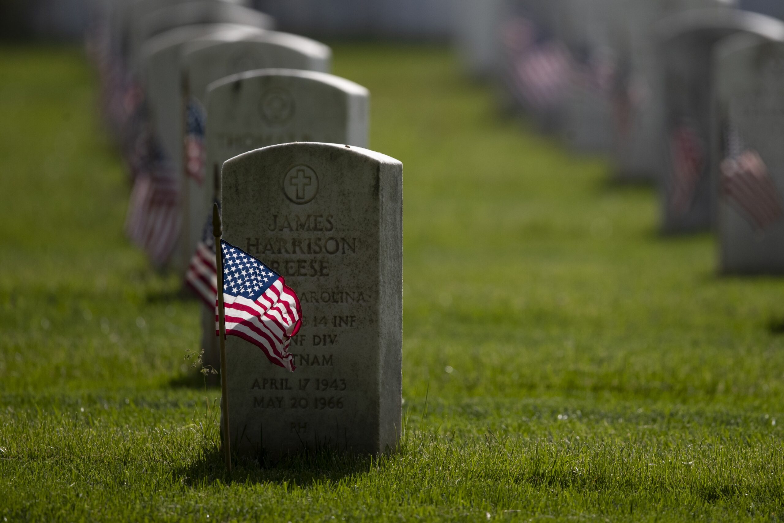 A headstone at Arlington National Cemetery