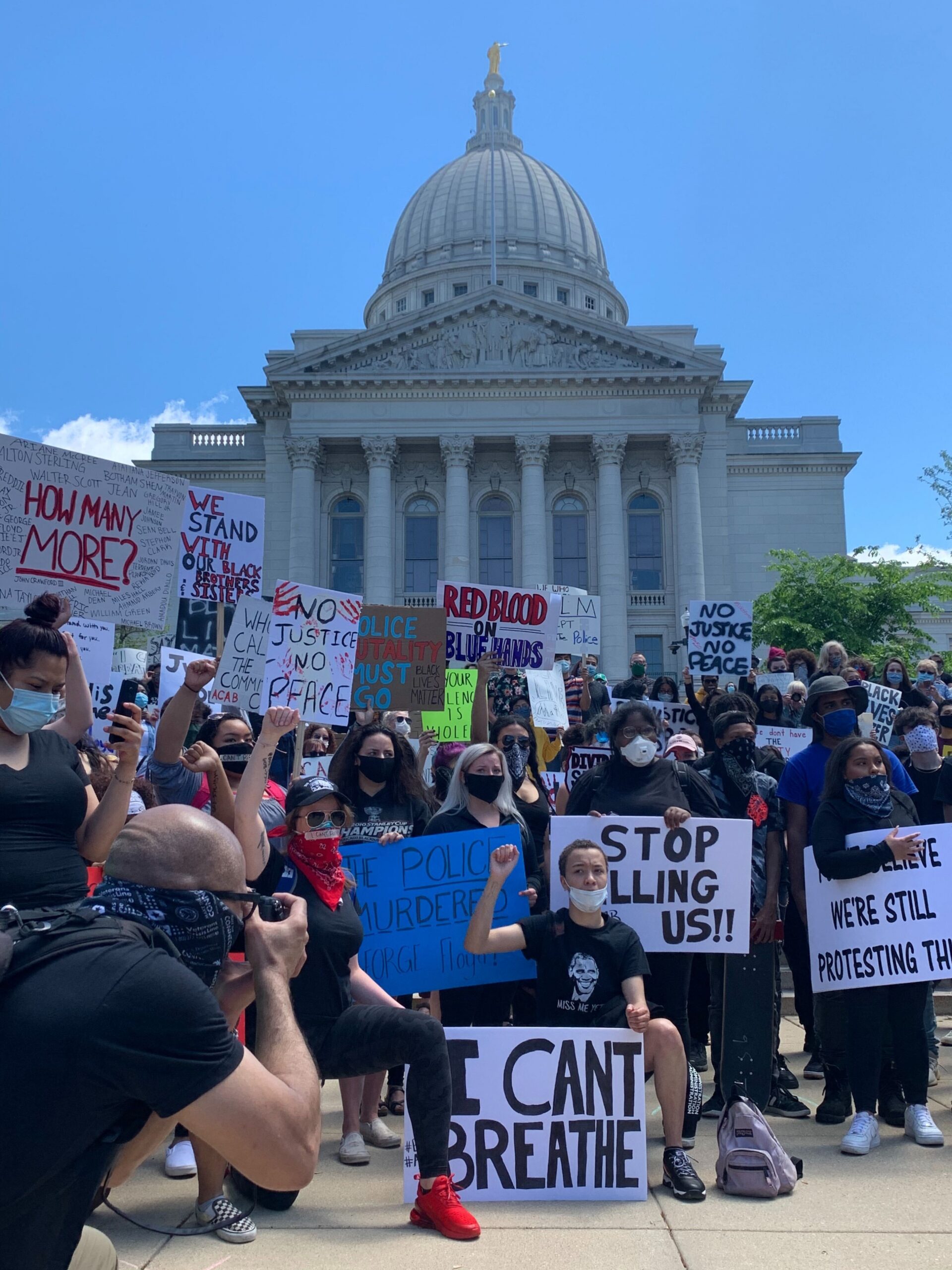 Demonstrators gather in Madison