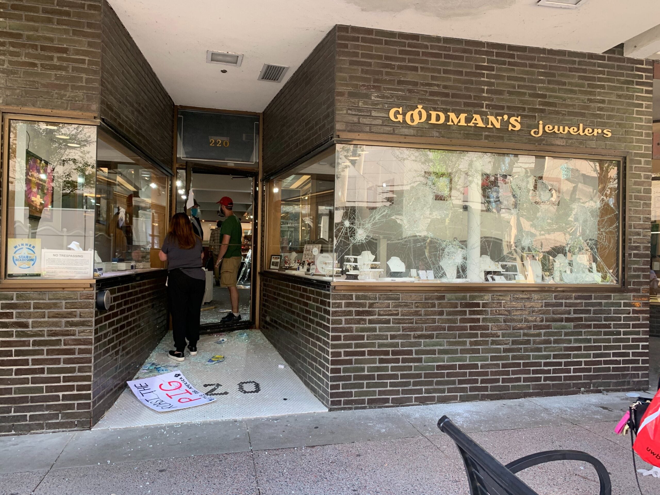 Smashed store window