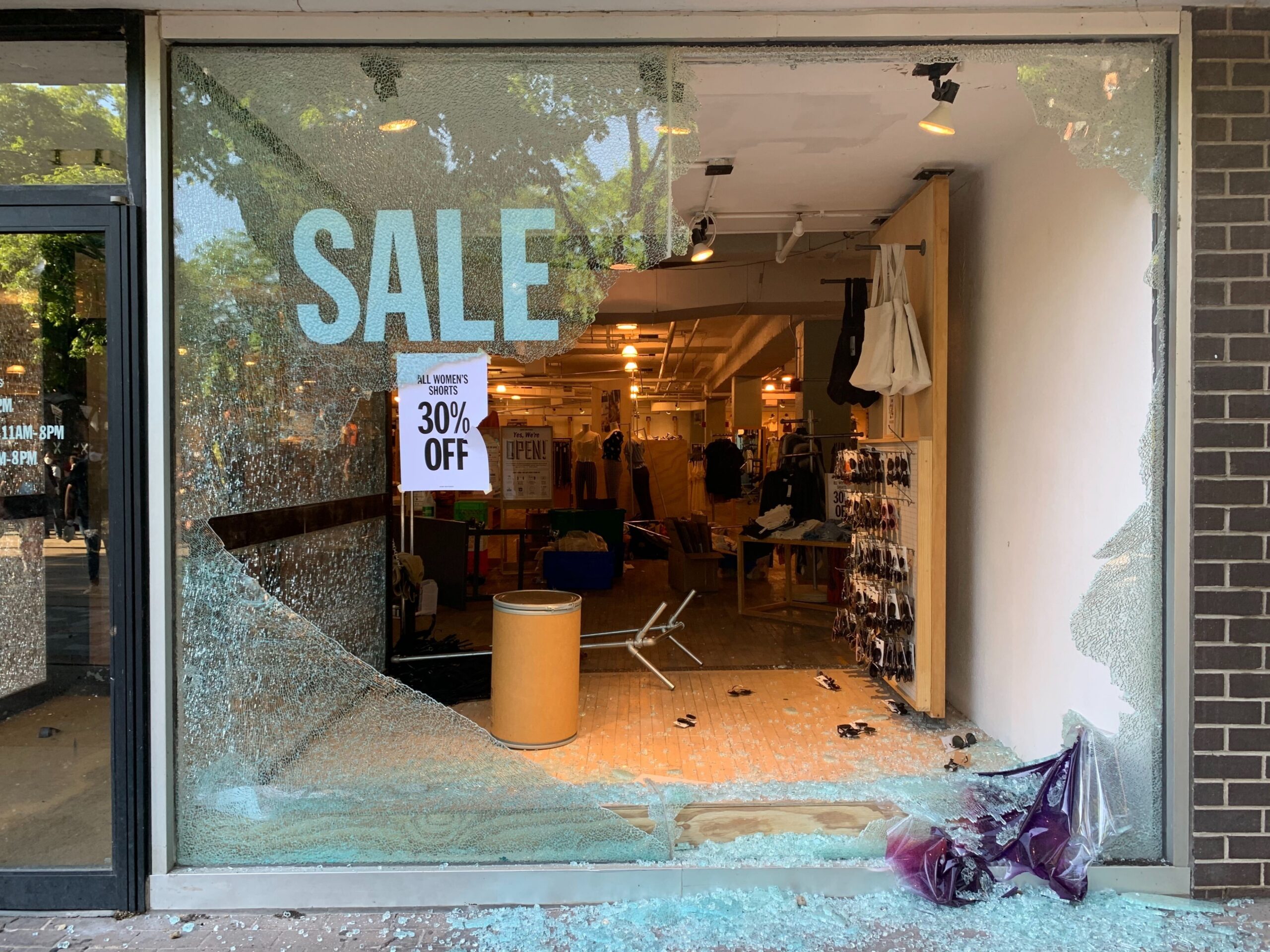 Smashed store window