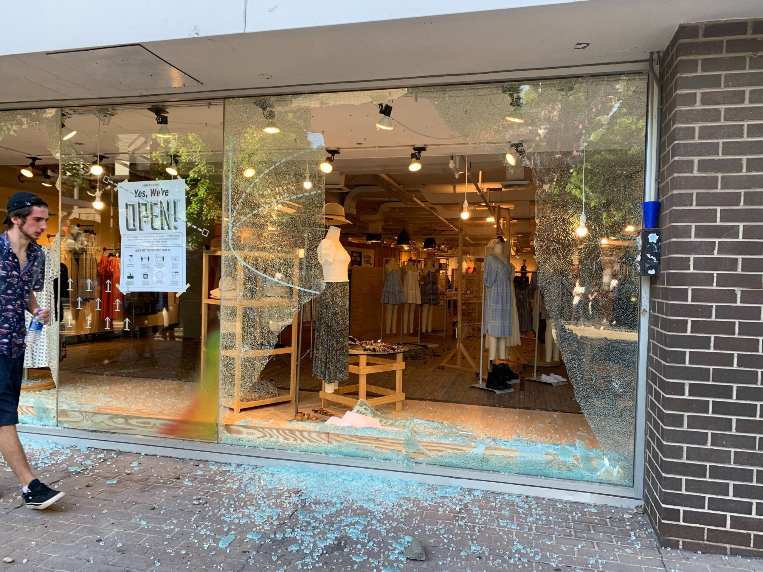 Smashed store window
