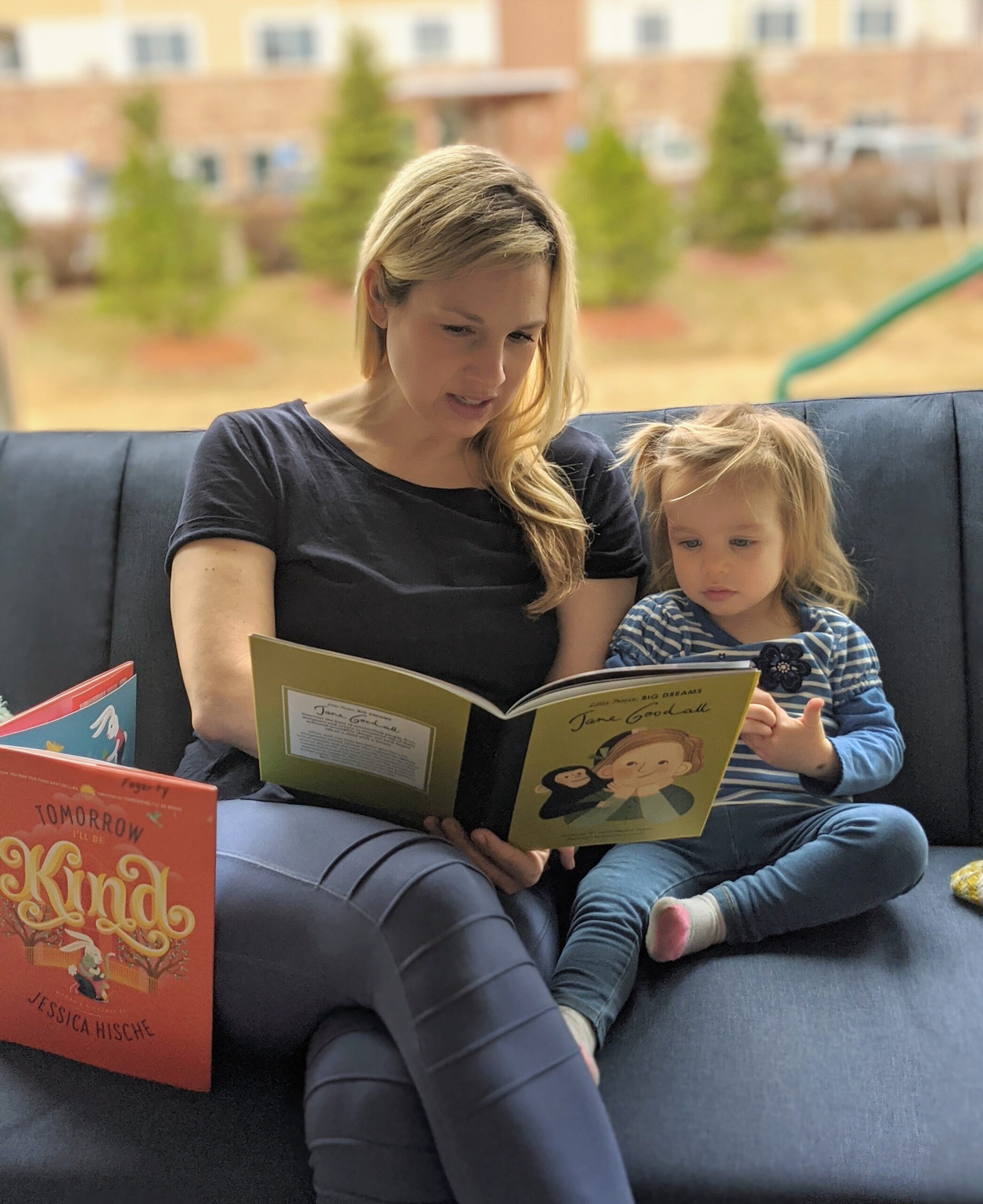 Beth Fogarty reads to her daughter Hazel.