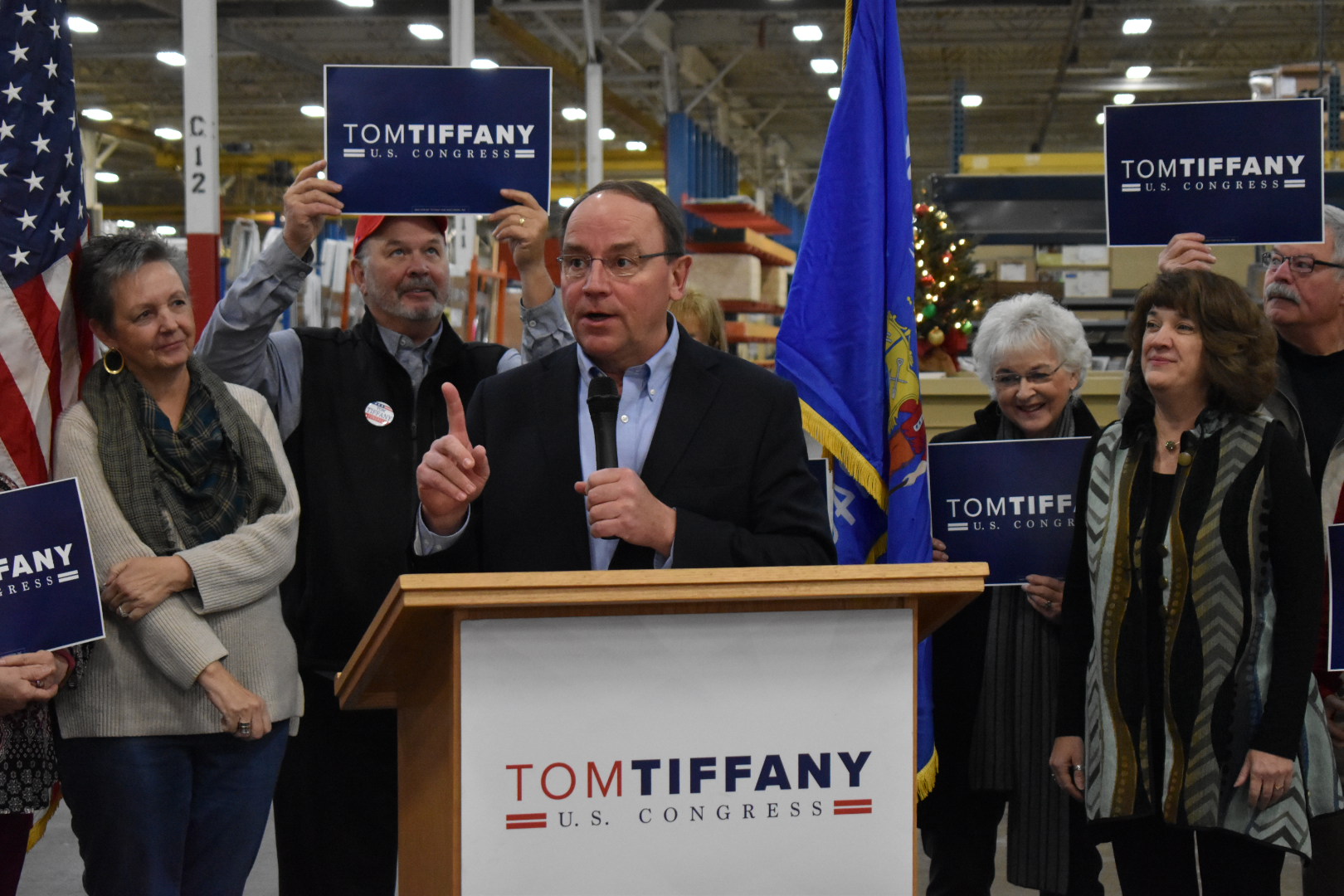 Tom Tiffany speaks at a campaign event