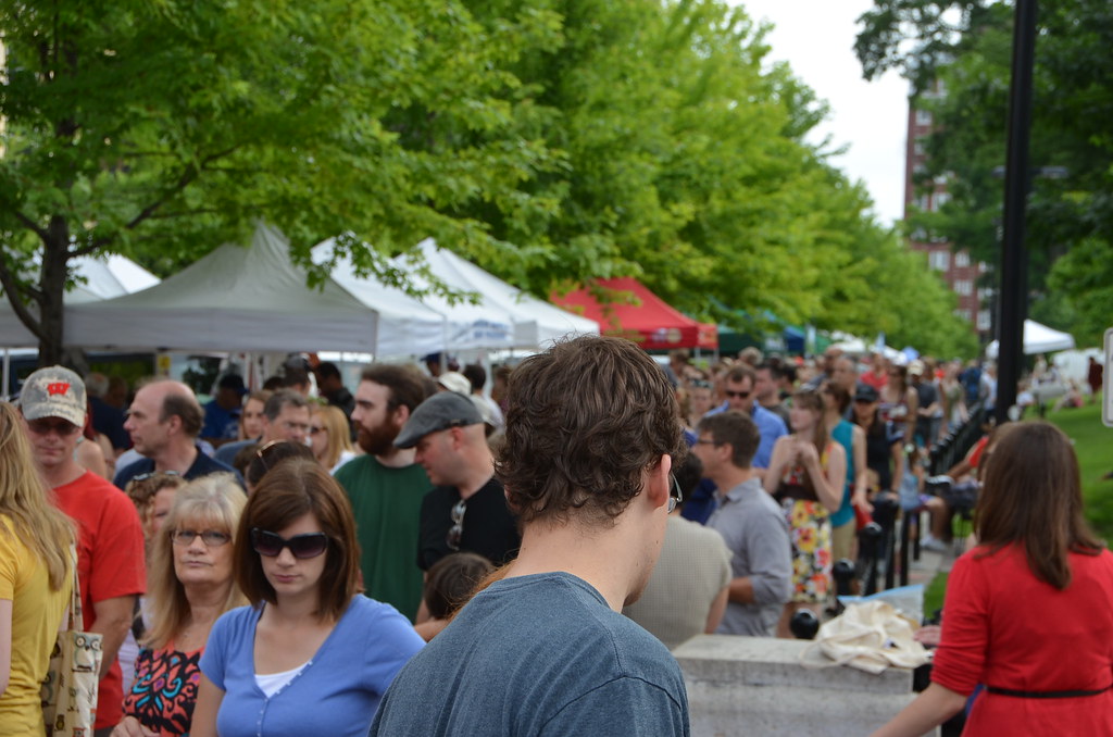 A crowd at the Dane County Farmers' Market
