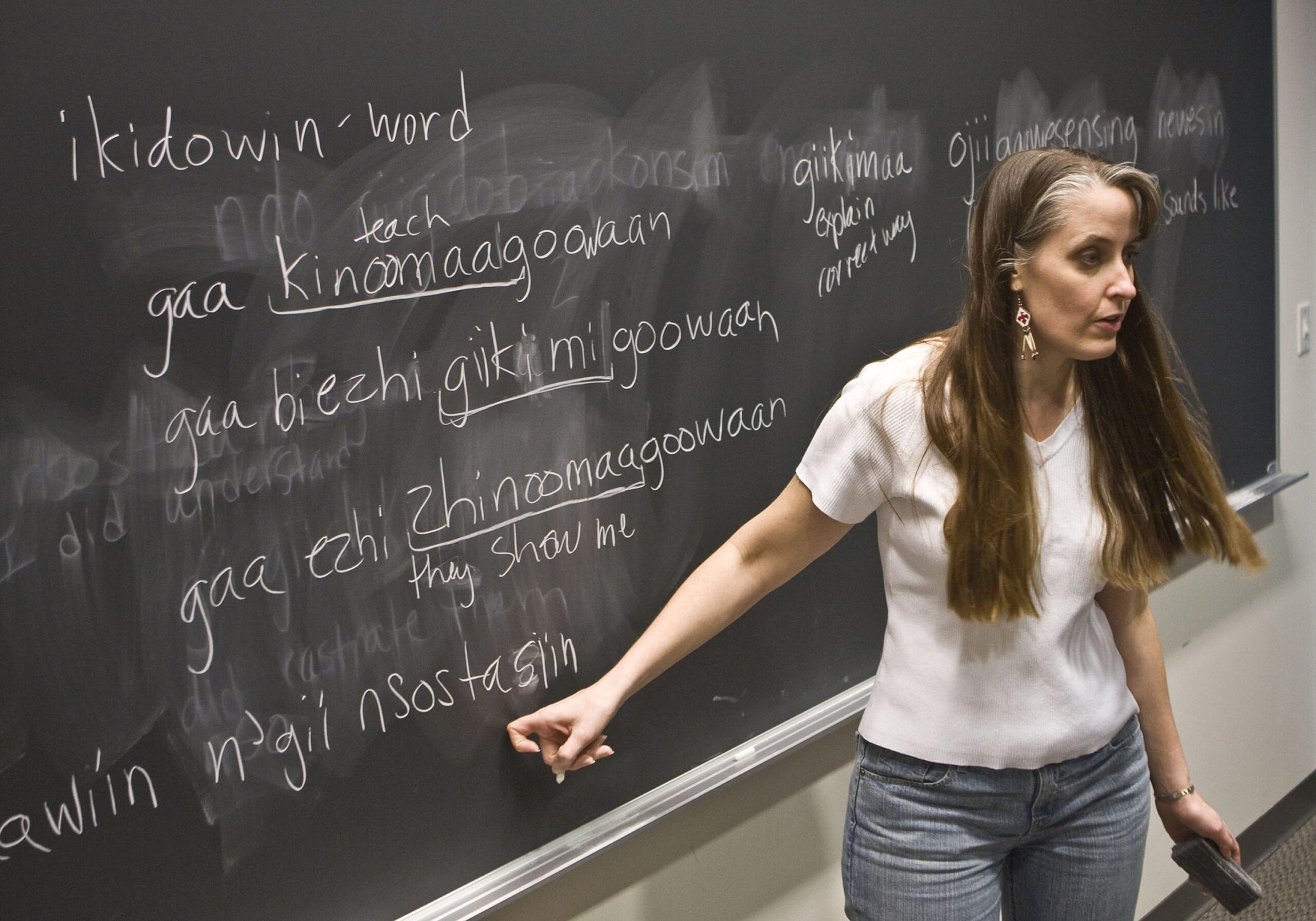 University of Michigan lecturer Margaret Noori leads a weekly Ojibwe language study group at the University of Michigan.