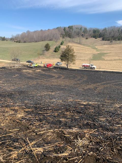 Pictured are the remnants of a debris-burning fire near a dry, grassy field in Richland County on April 18, which burned a little more than an acre